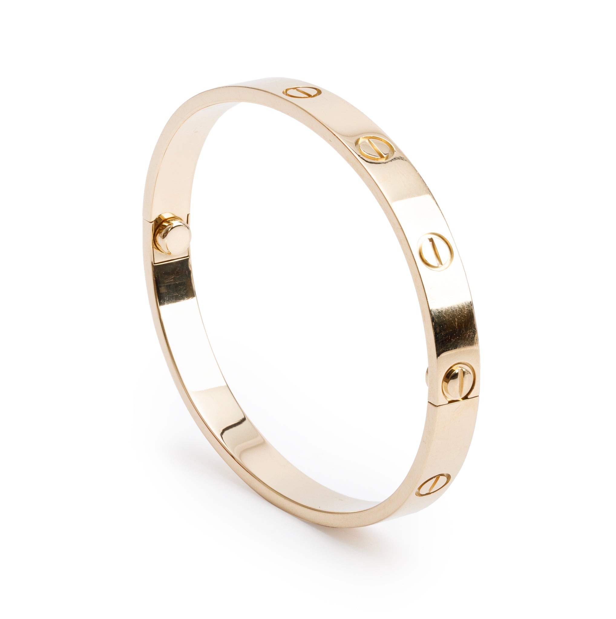 Cartier 18k Yellow Gold Love Bracelet, Size 17 w/ Box, Receipt & Certificate