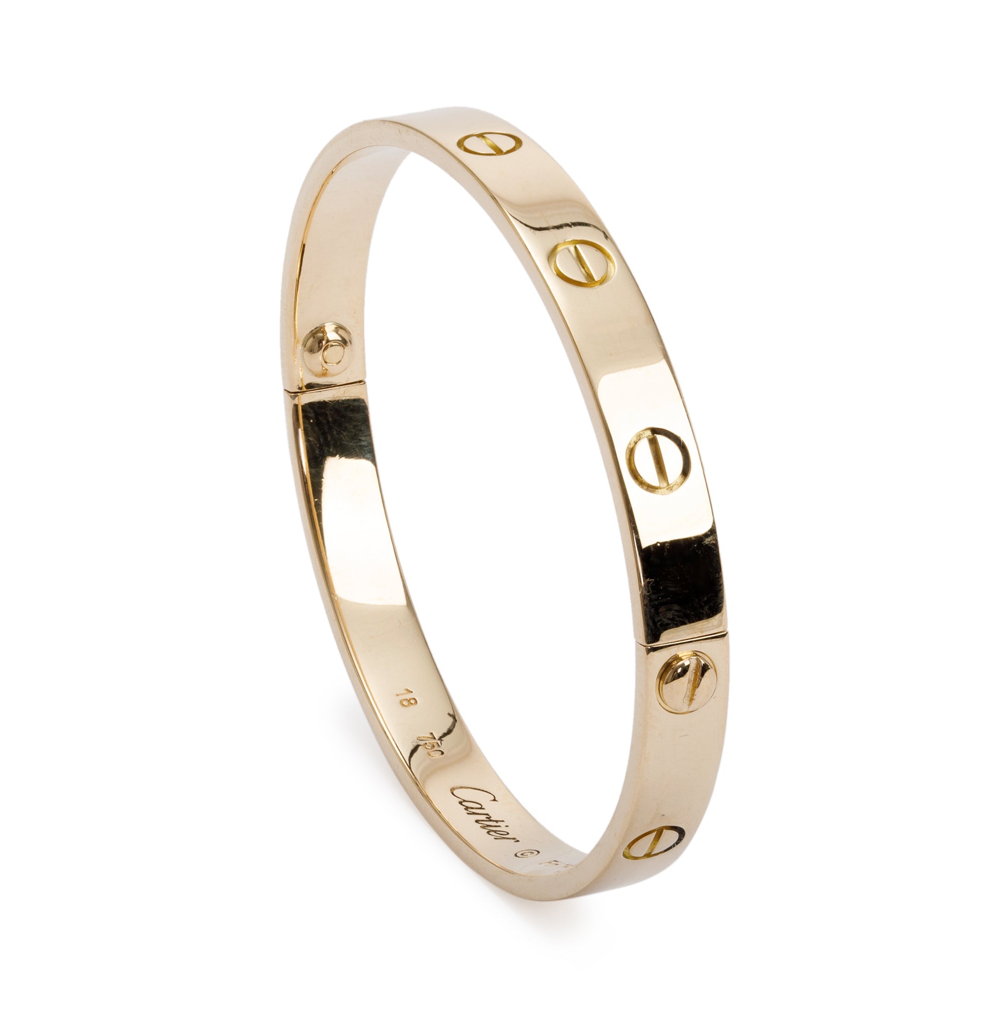 Cartier 18k Yellow Gold Love Bracelet, Size 18