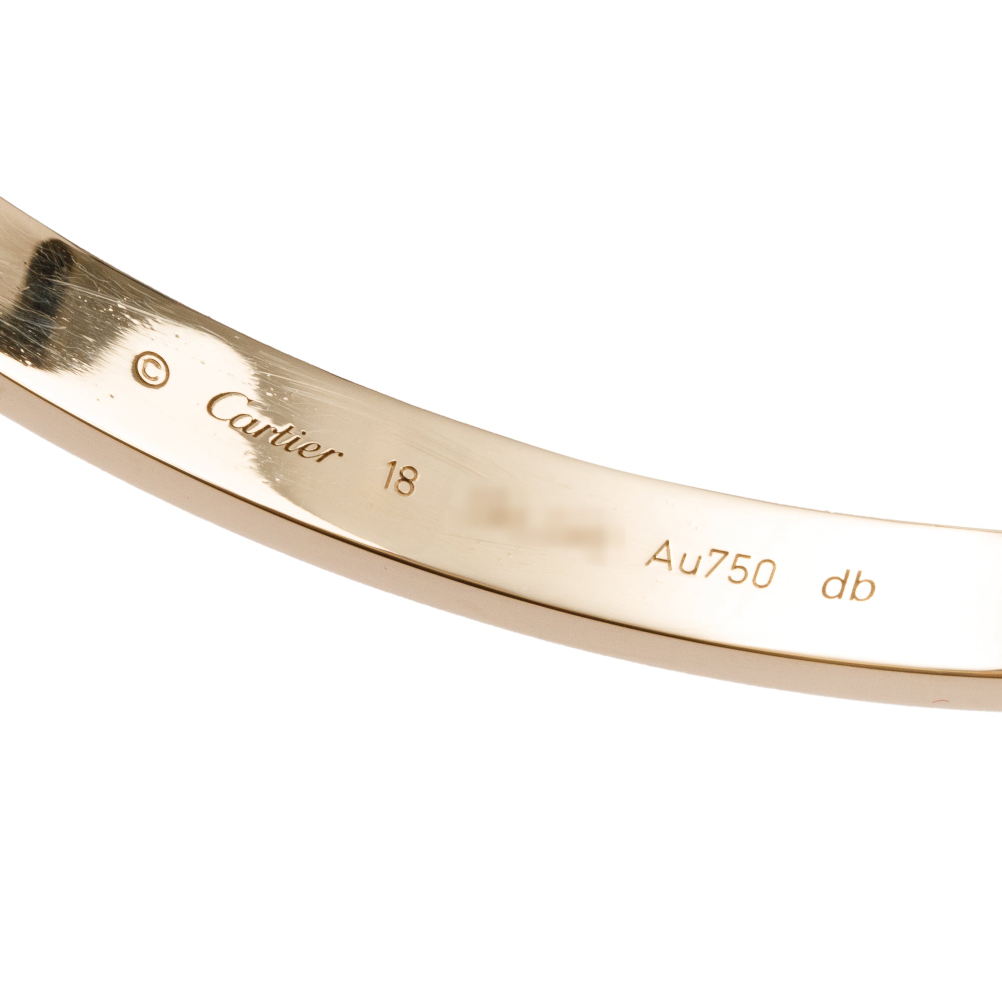 Cartier 18k Yellow Gold Love Bracelet, Size 18 w/ Box