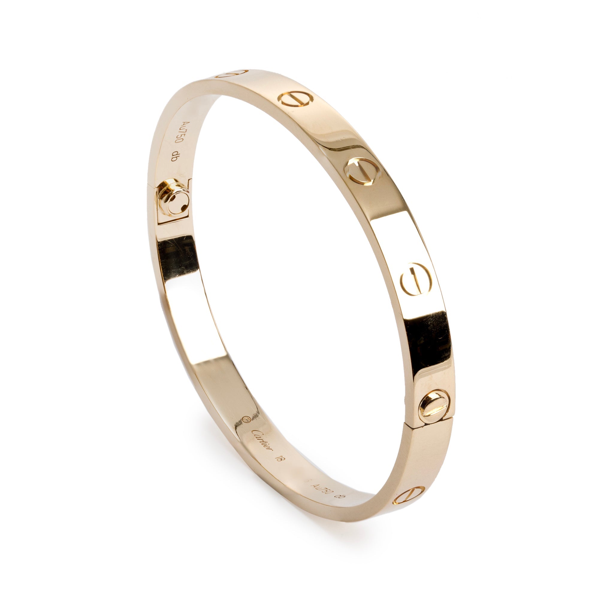 Cartier 18k Yellow Gold Love Bracelet, Size 18 w/ Box