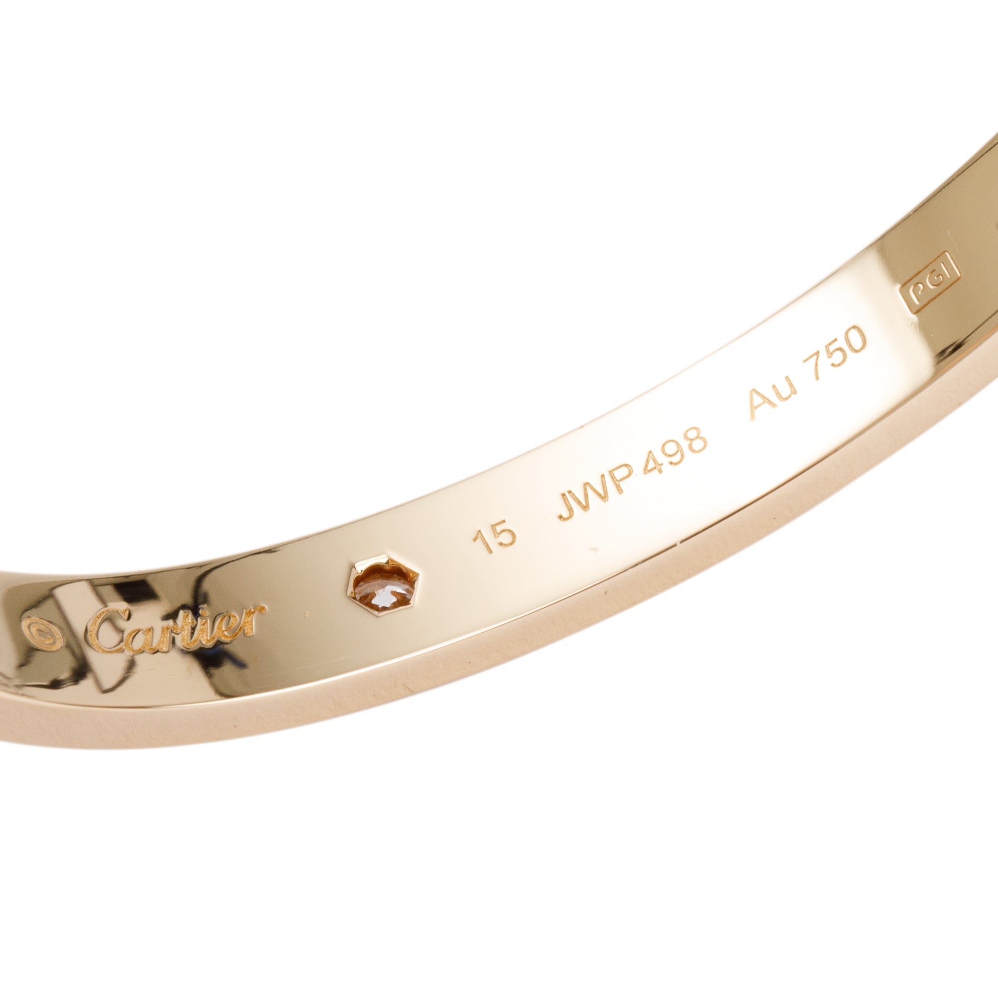 Cartier 18k Yellow Gold Love Bracelet with 4 Diamonds, Size 15