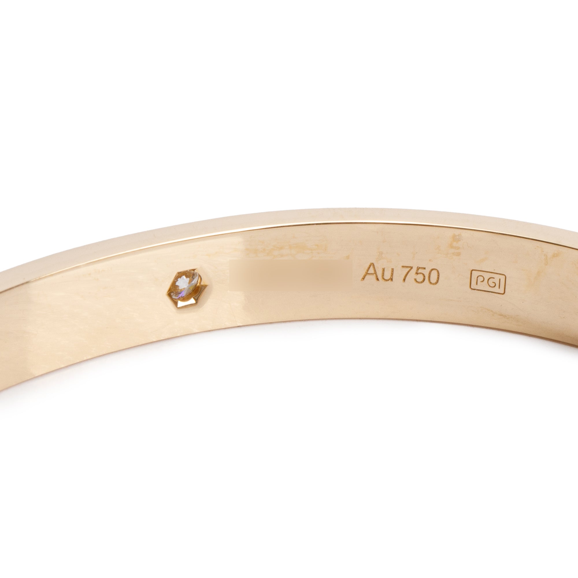 Cartier 18k Yellow Gold Love Bracelet with 4 Diamonds, Size 17 w/ Box
