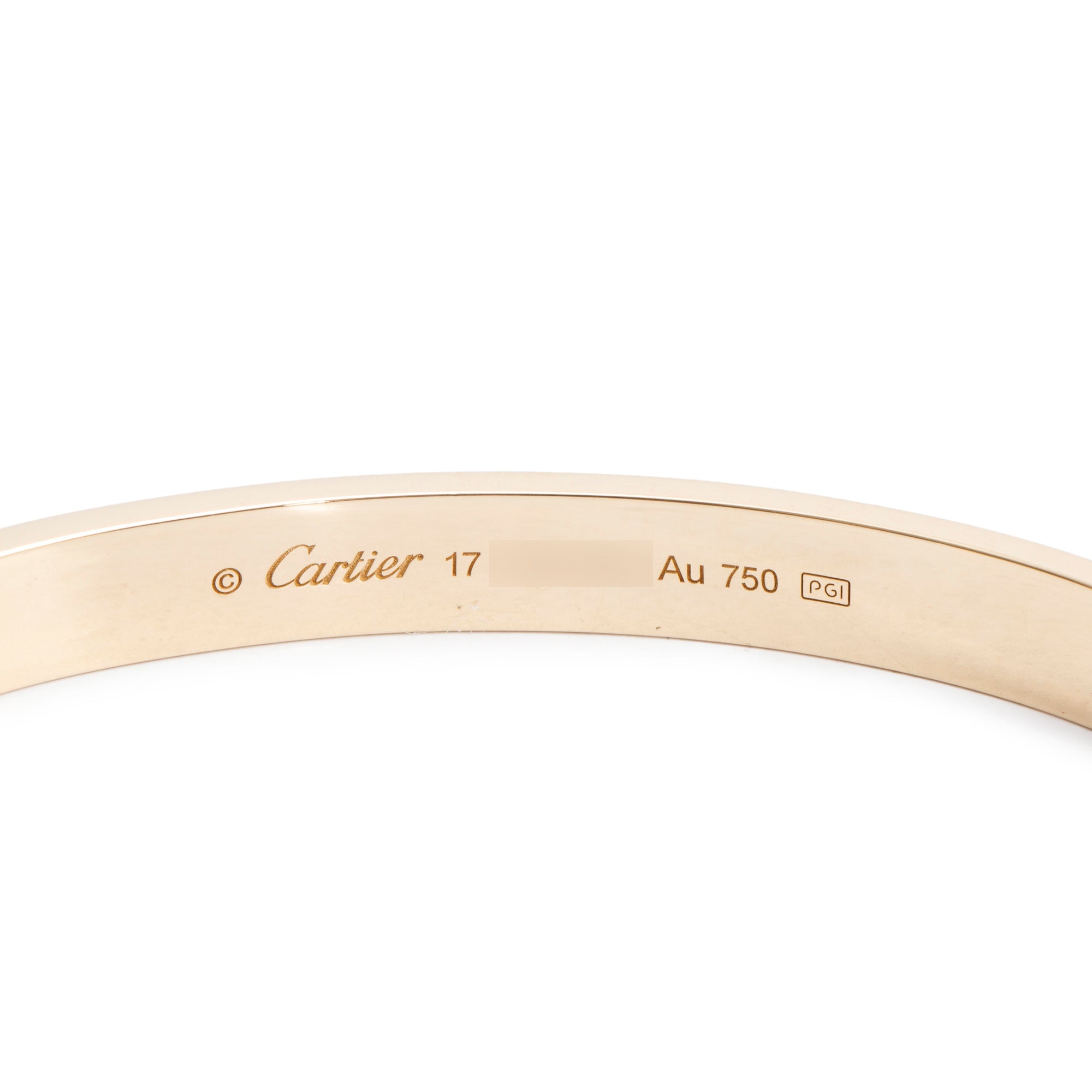 Cartier 18k Yellow Gold Love Cuff, Size 17