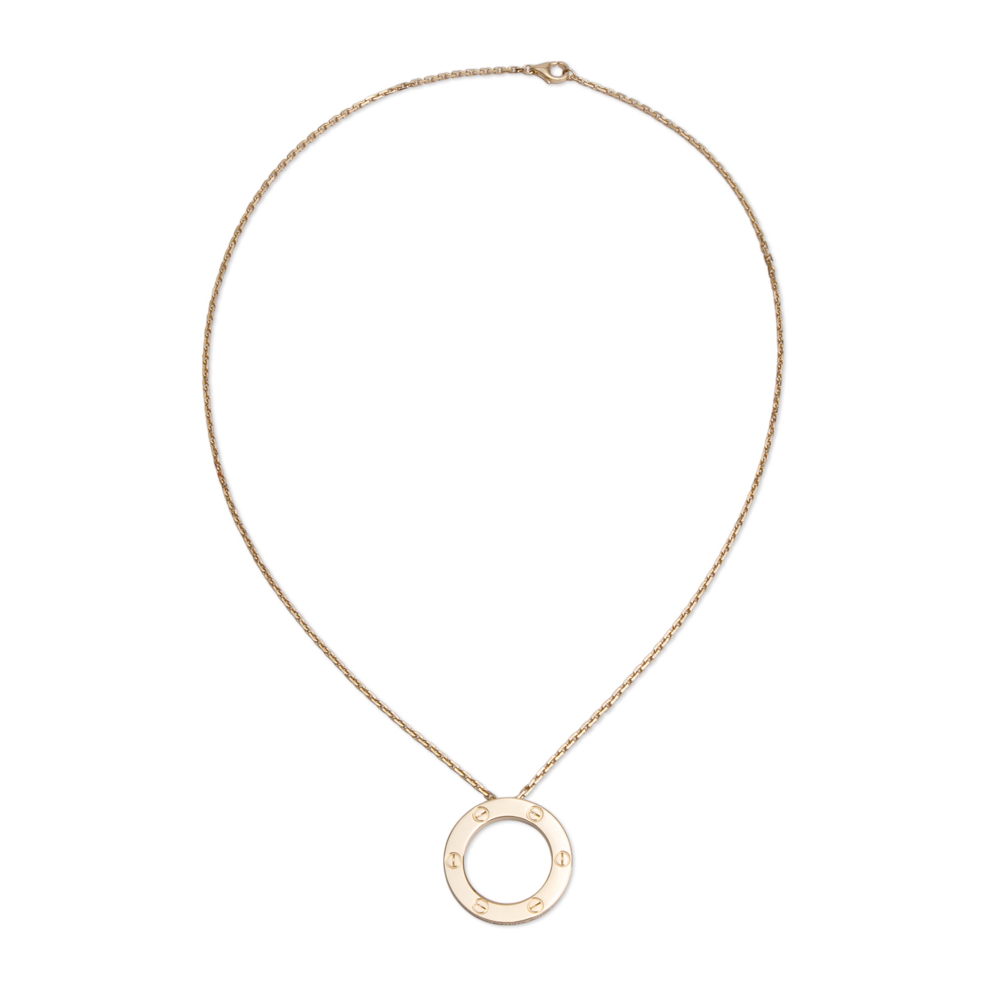 Cartier 18k Yellow Gold Love Pendant Necklace w/ Box & Certificate