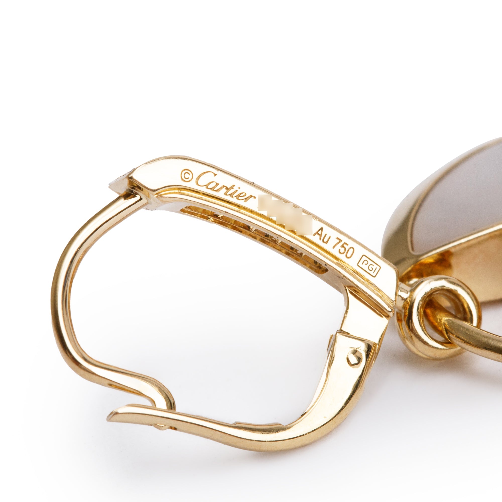 Cartier 18k Yellow Gold Mother of Pearl & Diamond Amulette de Cartier Earrings