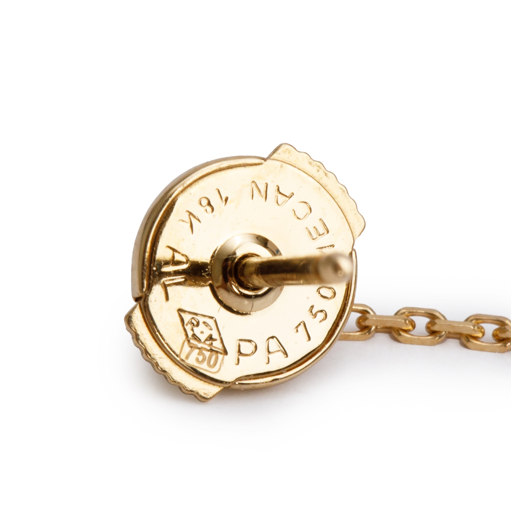 Cartier 18k Yellow Gold Mother of Pearl & Diamond Amulette de Cartier XS Drop Earrings w/ Certificate