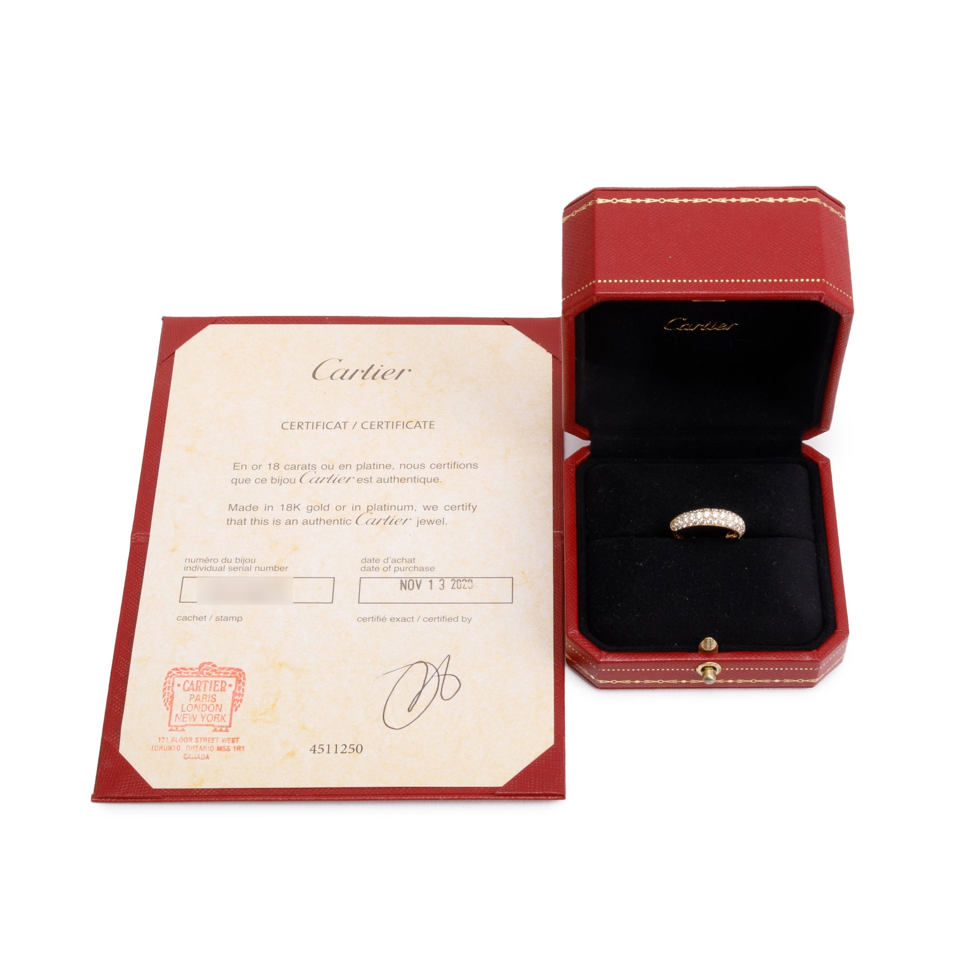 Cartier 18k Yellow Gold Pave Diamond Etincelle Ring, Size 52 6 w/ Box, Receipt & Certificate