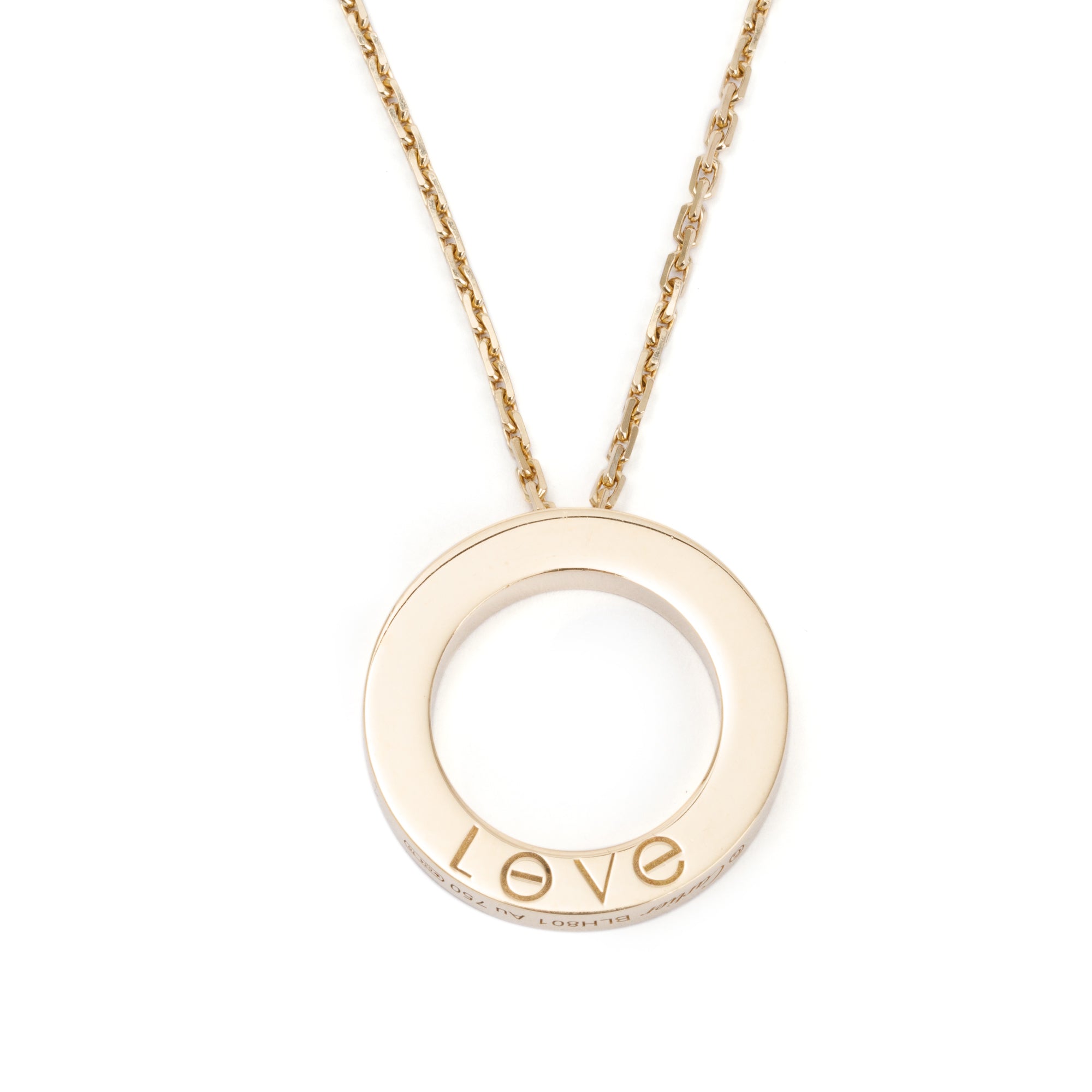 Cartier 18k Yellow Gold Pave Diamond Love Pendant Necklace