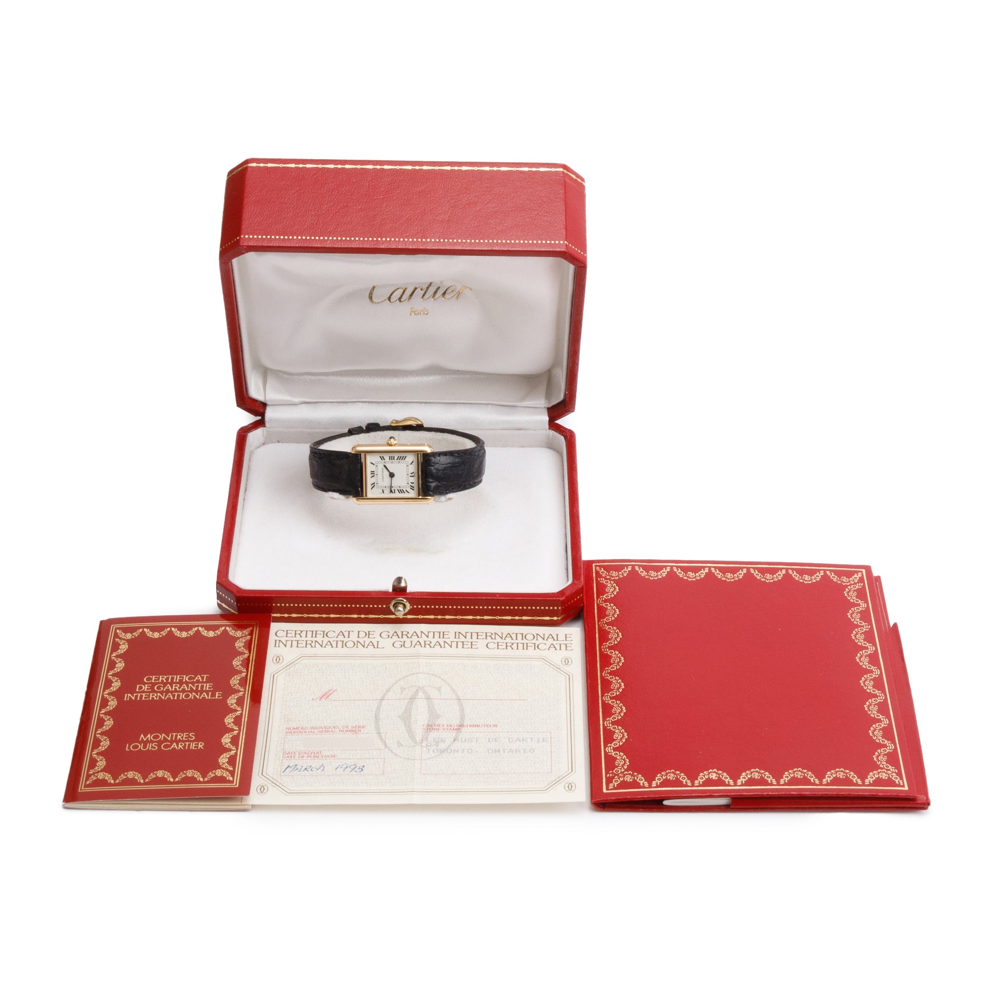 Cartier 18k Yellow Gold Tank Louis Cartier Watch, Small Model w/ Box & Papers