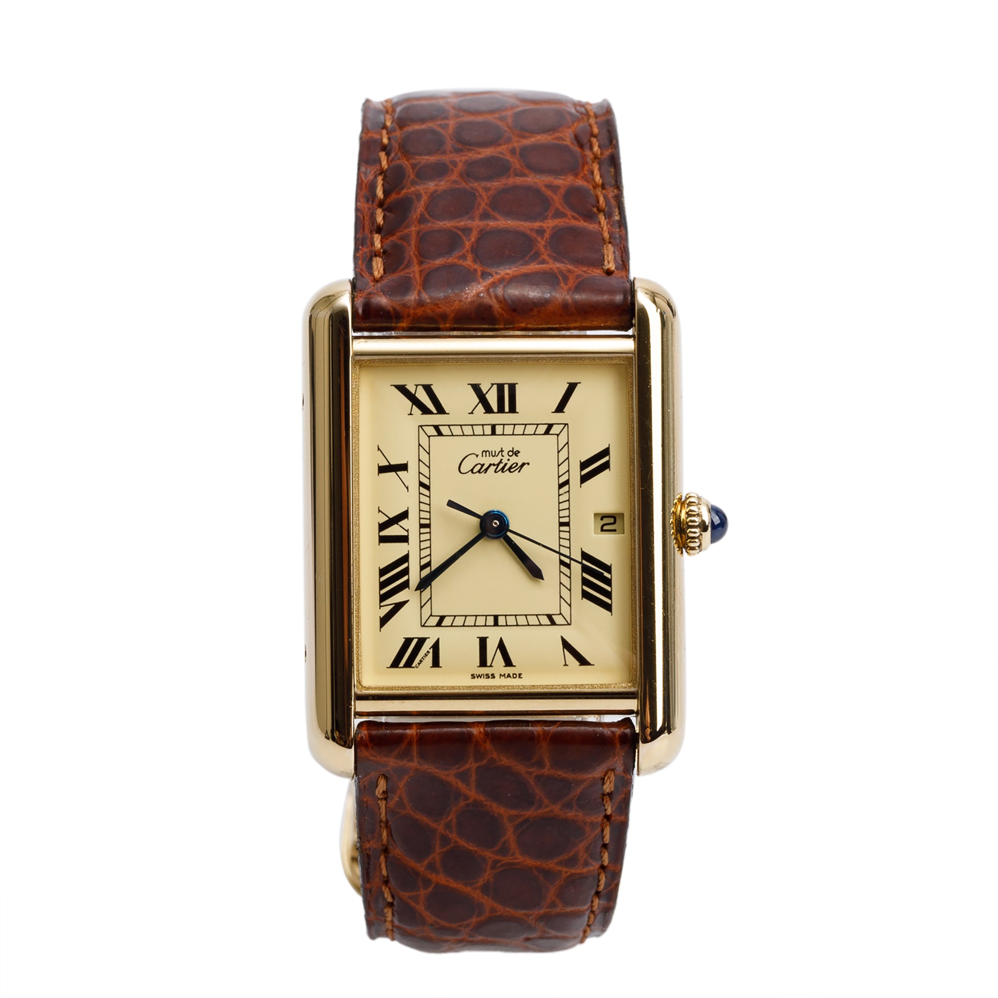 Cartier 18k Yellow Gold Vermeil Must de Cartier Tank Quartz Watch 2413