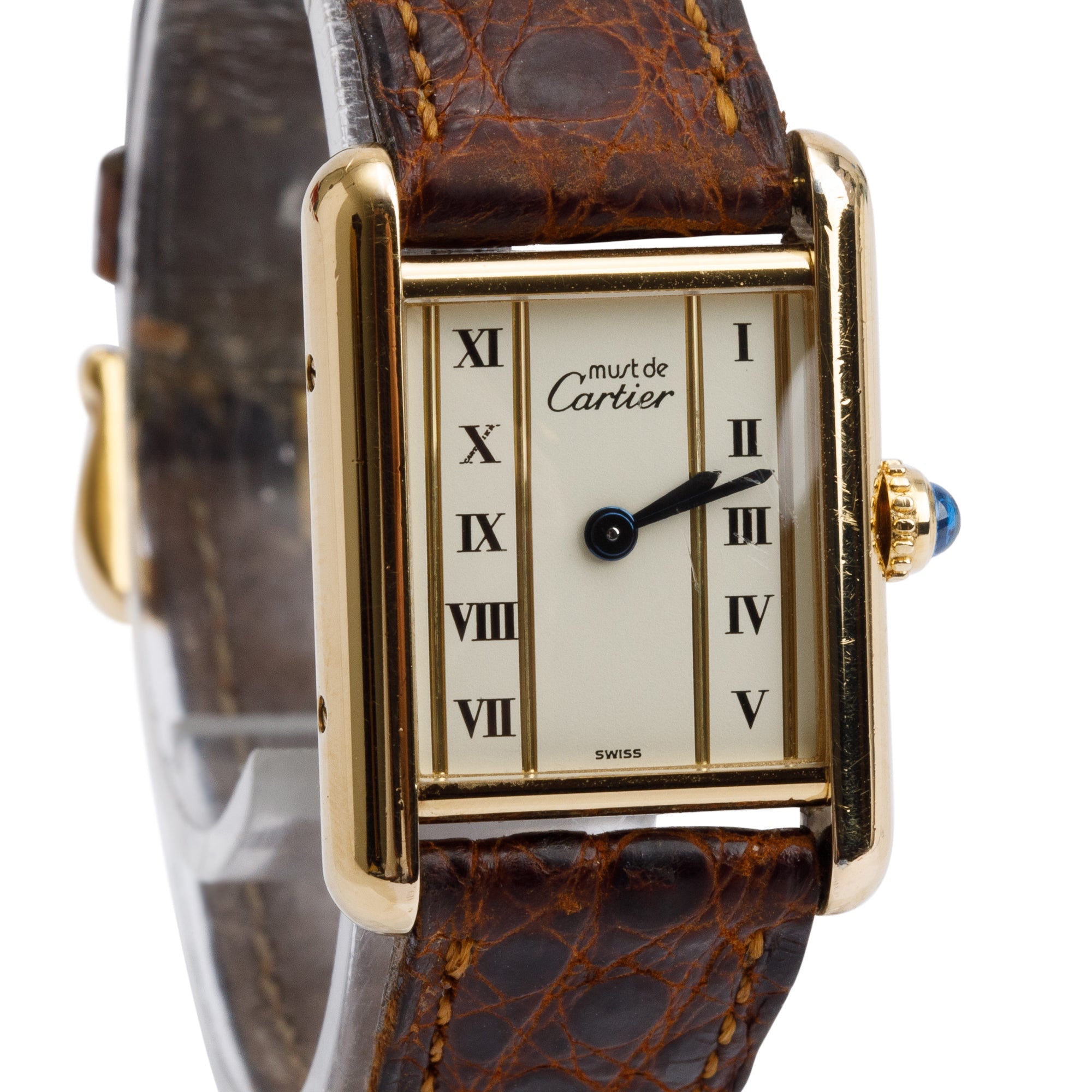 Cartier 18k Yellow Gold Vermeil Sterling Silver Must de Cartier Tank Watch 5057 w/ Papers