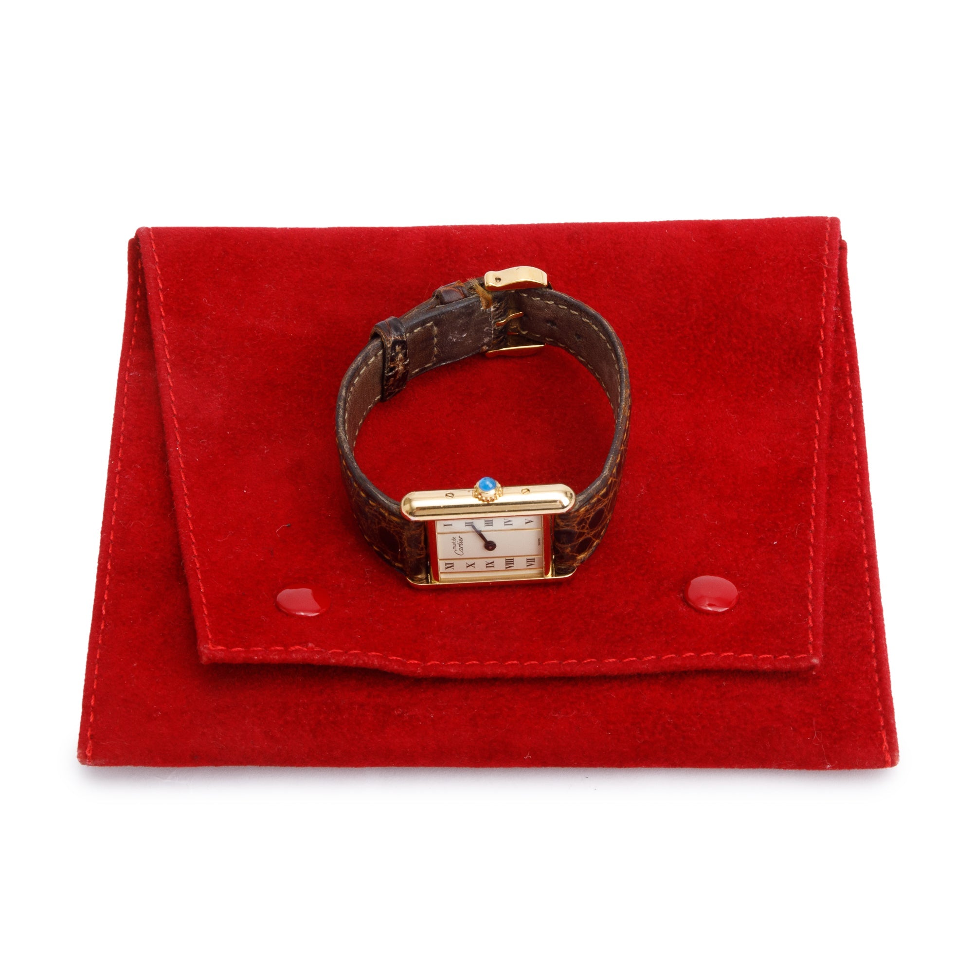 Cartier 18k Yellow Gold Vermeil Sterling Silver Must de Cartier Tank Watch 5057 w/ Papers