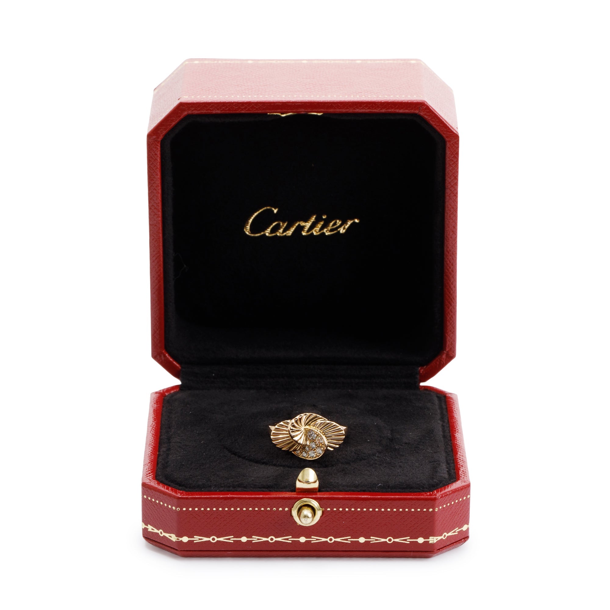 Cartier 18k Yellow Gold Vintage Diamond Cocktail Ring