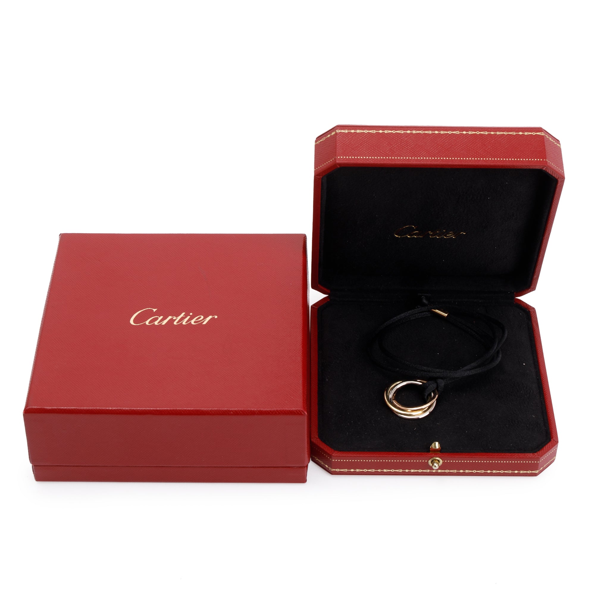 Cartier 18k Yellow, White & Rose Gold Trinity Pendant Necklace w/ Box