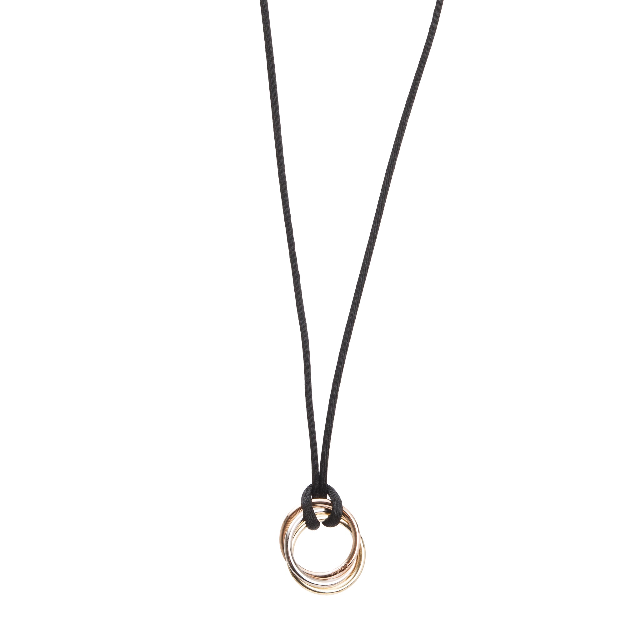 Cartier 18k Yellow, White & Rose Gold Trinity Pendant Necklace w/ Box