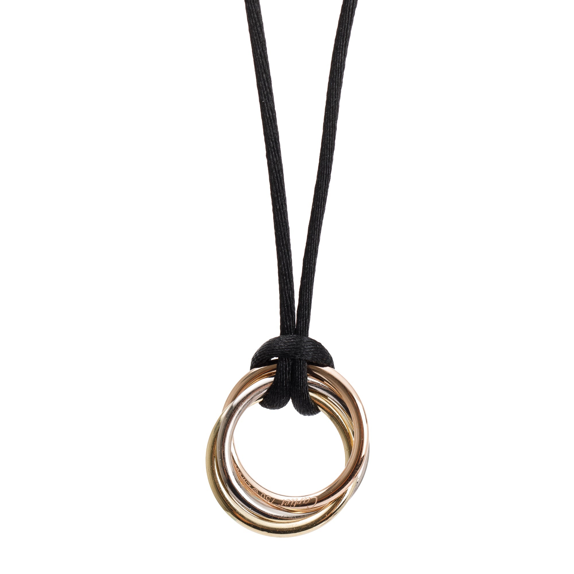 Cartier 18k Yellow, White & Rose Gold Trinity Pendant Necklace w/ Box