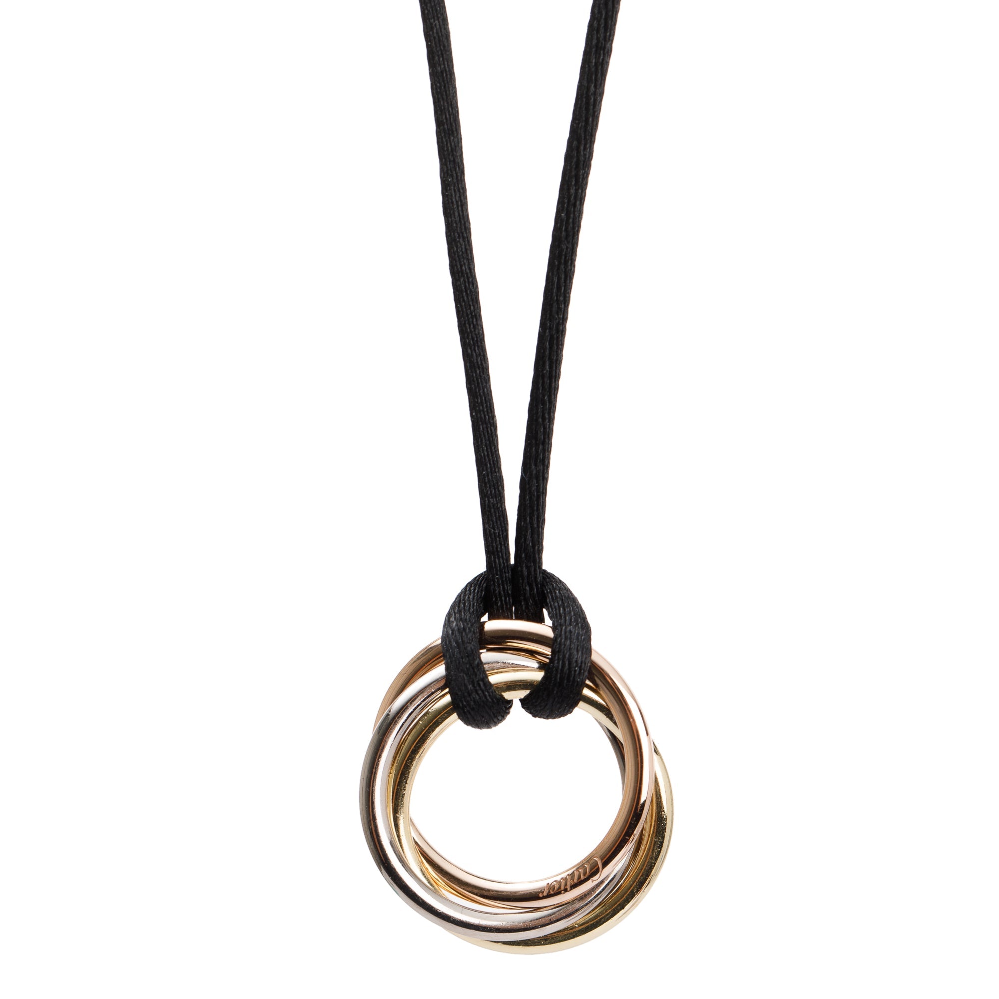 Cartier 18k Yellow, White & Rose Gold Trinity Pendant Necklace w/ Box