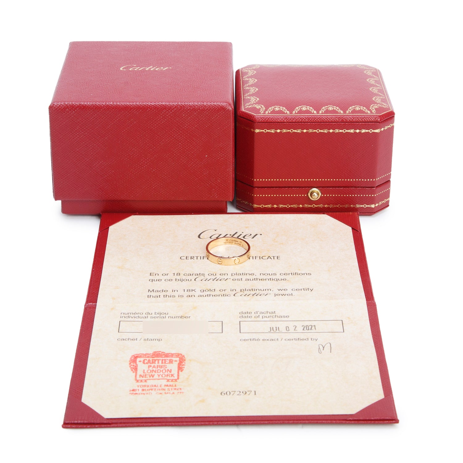 Cartier 2021 18k Yellow Gold 3.6 mm Love Wedding Band Ring, Small Model Size 57 8 w/ Box & Certificate