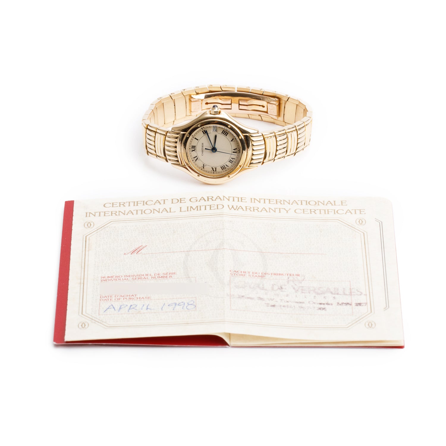 Cartier 18k Yellow Gold Cougar Figaro 26 MM Quartz Watch 1170 w/ Papers