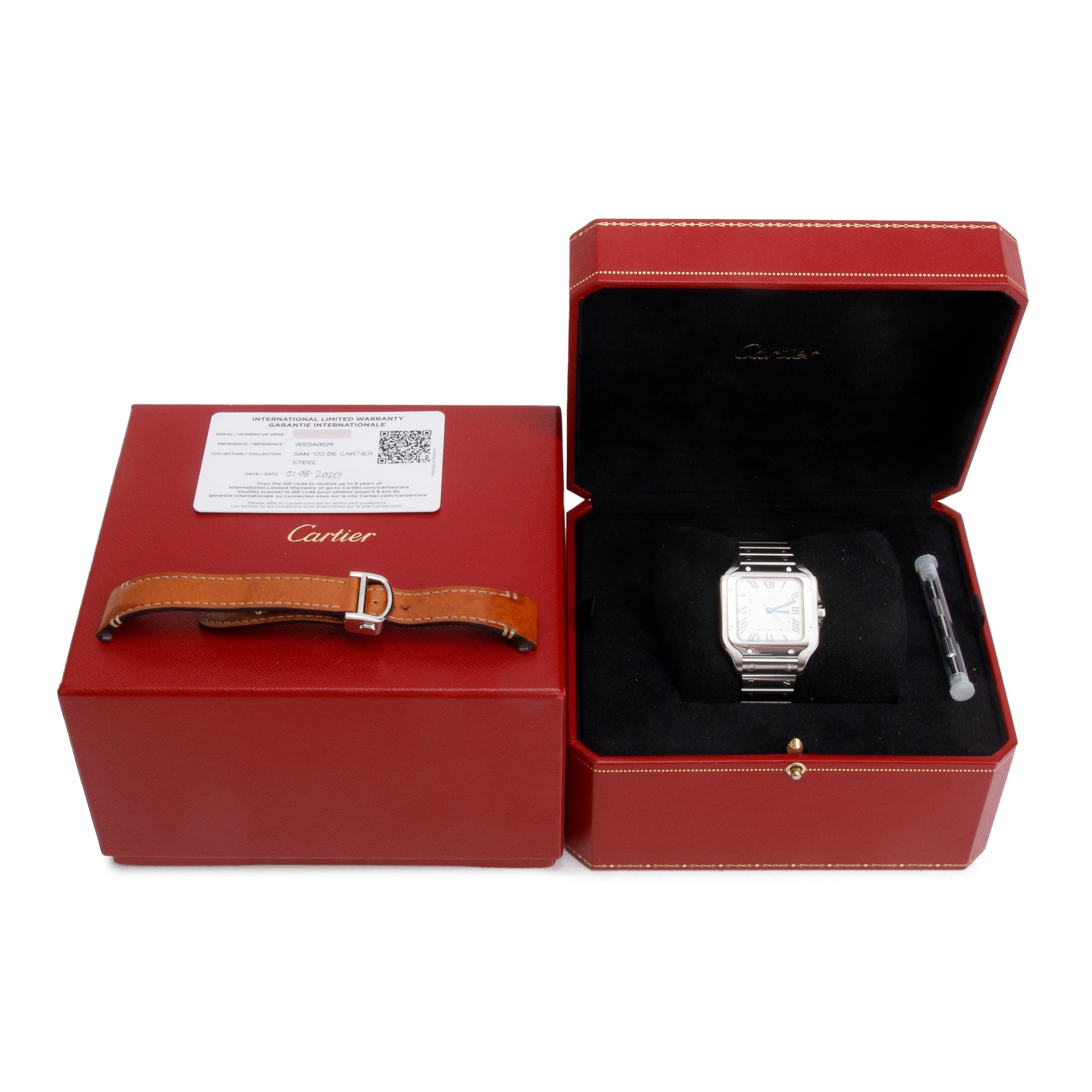 Cartier 2020 Stainless Steel Santos de Cartier Automatic Watch, Medium Model 4075 w/ Box & Papers