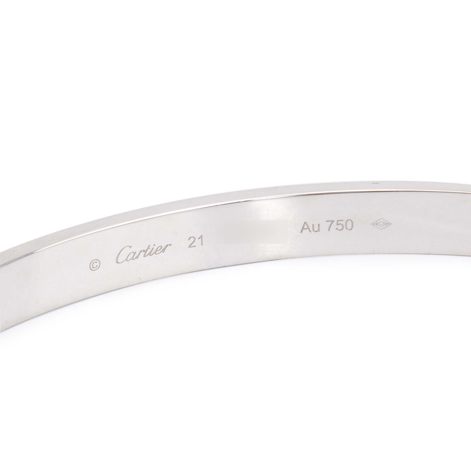 Cartier 2022 18k White Gold Love Bracelet, Size 21 w/ Box & Certificate