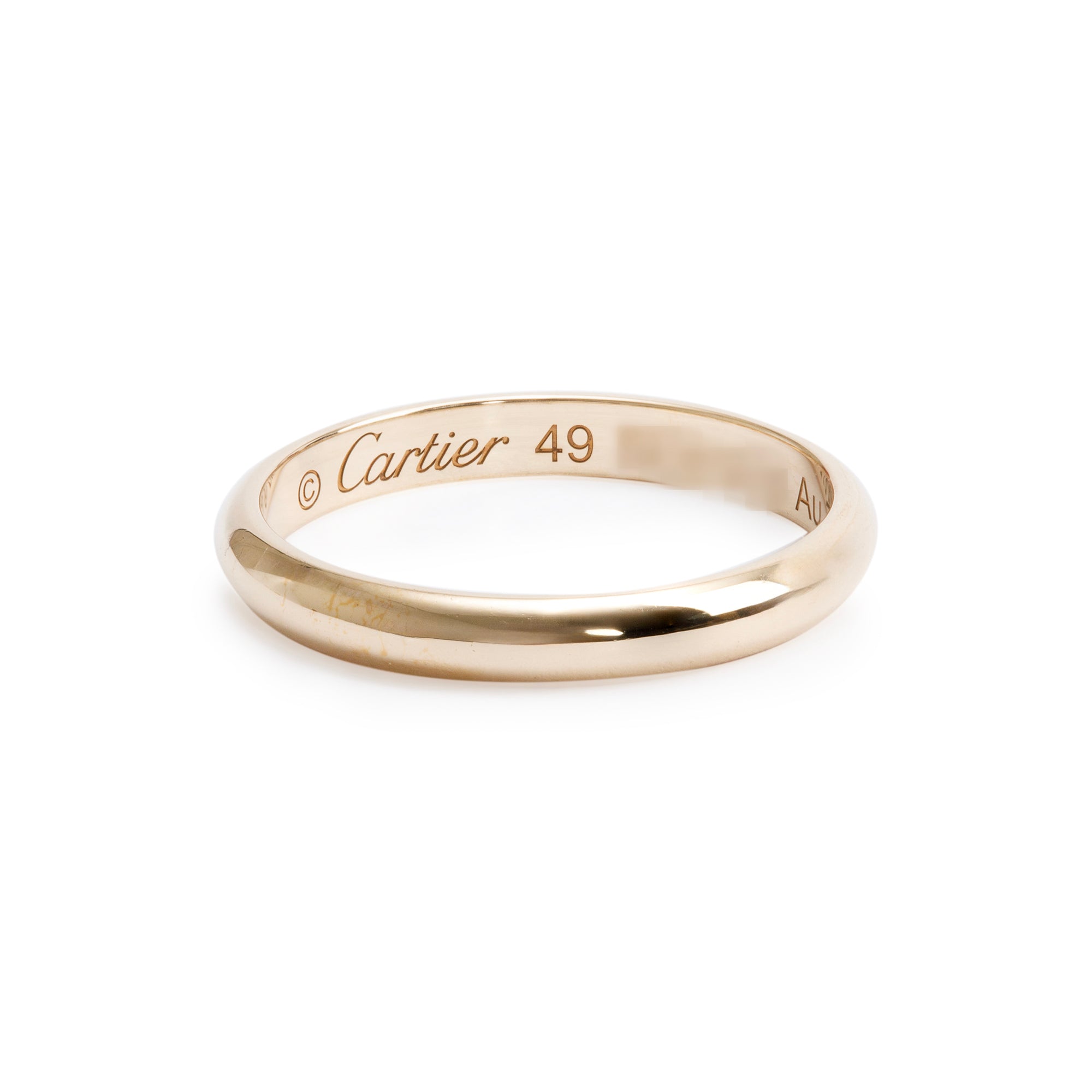 Cartier 2022 18k Yellow Gold 2.5 MM 1895 Wedding Band Ring, Size 49 5 w/ Pouch, Certificate & Receipt