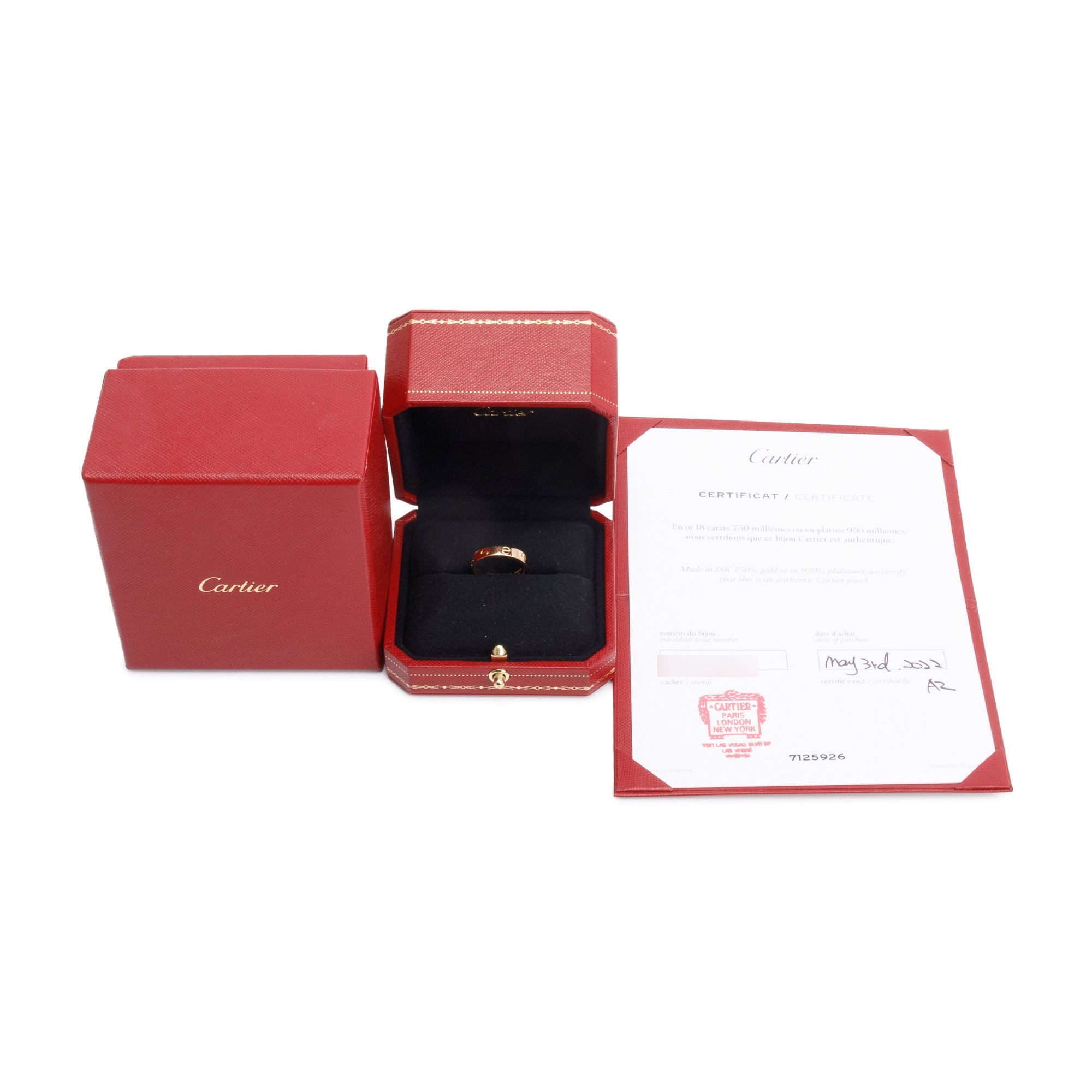 Cartier 2022 18k Yellow Gold 3.6 mm Love Wedding Band Ring, Size 51 5.75 w/ Box & Certificate