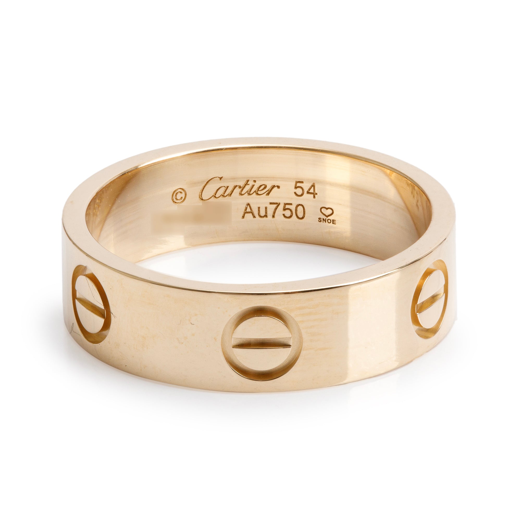 Cartier 2022 18k Yellow Gold 5.5 MM Love Ring, Size 54 7 w/ Box & Certificate