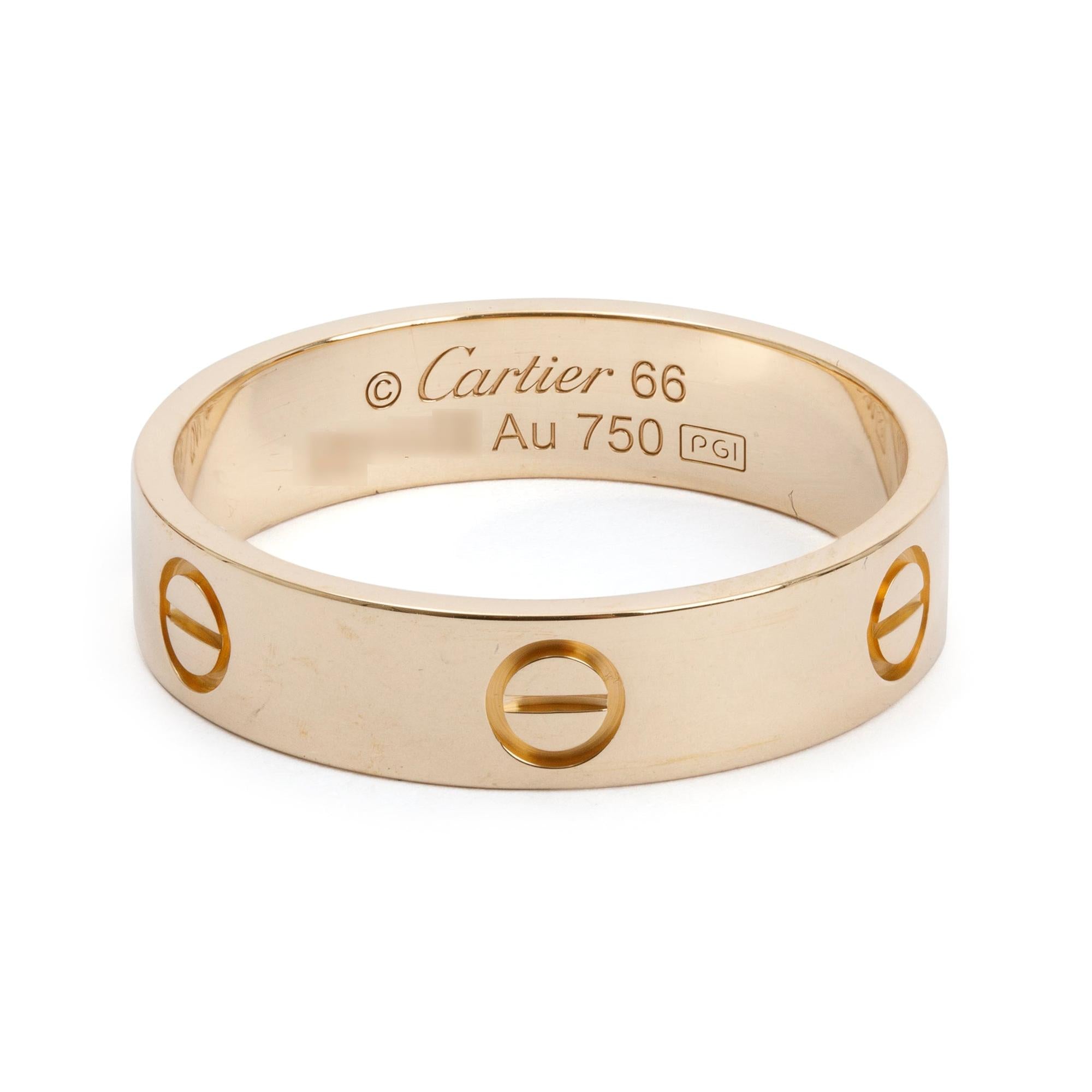 Cartier 2022 18k Yellow Gold 5.5 MM Love Ring, Size 66 11.5 w/ Box & Certificate