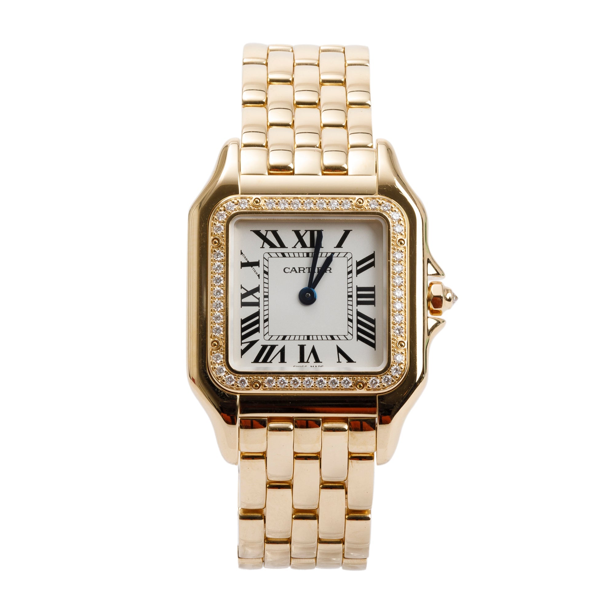 Cartier 2022 18k Yellow Gold Diamond Bezel Panthere de Cartier Watch, Medium Model w/ Box & Papers