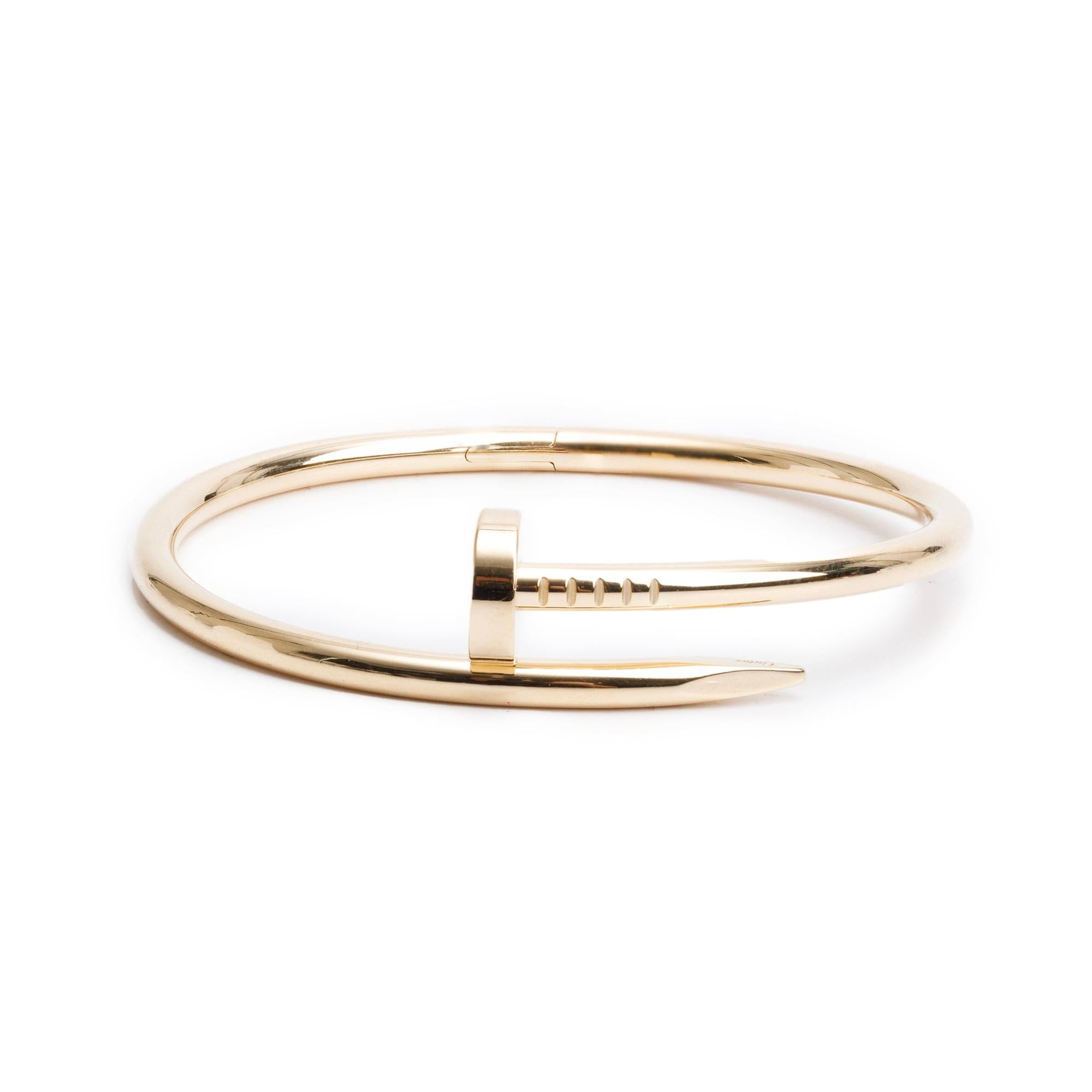 Cartier 2022 18k Yellow Gold Juste Un Clou Bracelet, Size 16 w/ Box & Receipt