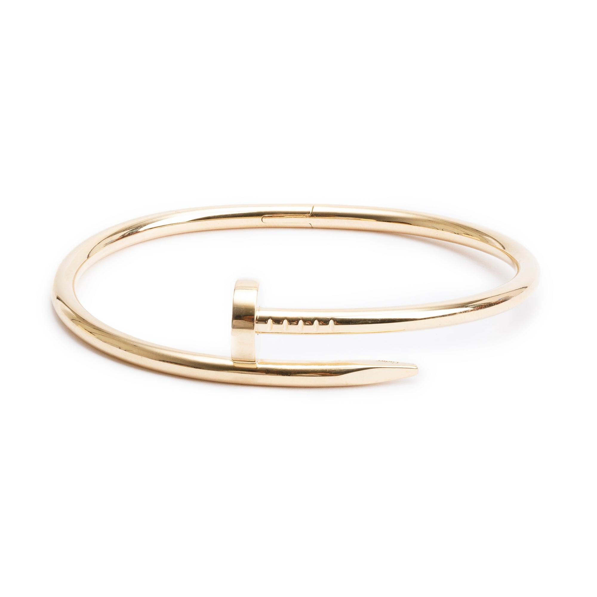 Cartier 2022 18k Yellow Gold Juste Un Clou Bracelet, Size 17 w/ Box, Certificate & Receipt