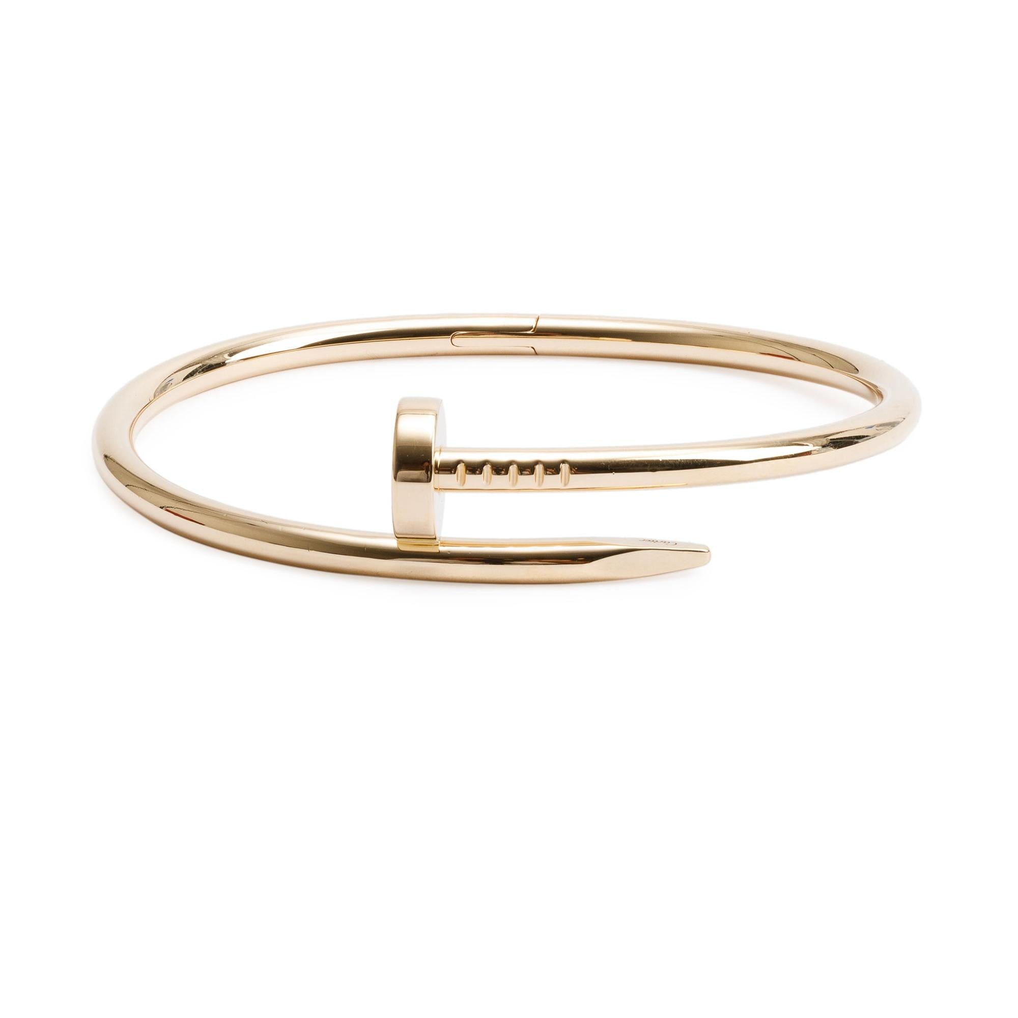 Cartier 2022 18k Yellow Gold Juste Un Clou Bracelet, Size 17 w/ Box & Certificate