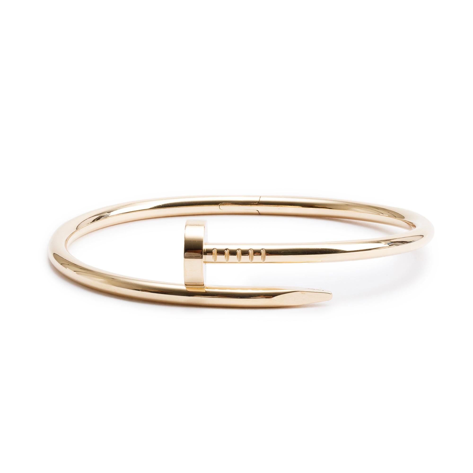 Cartier 2022 18k Yellow Gold Juste Un Clou Bracelet, Size 17 w/ Certificate