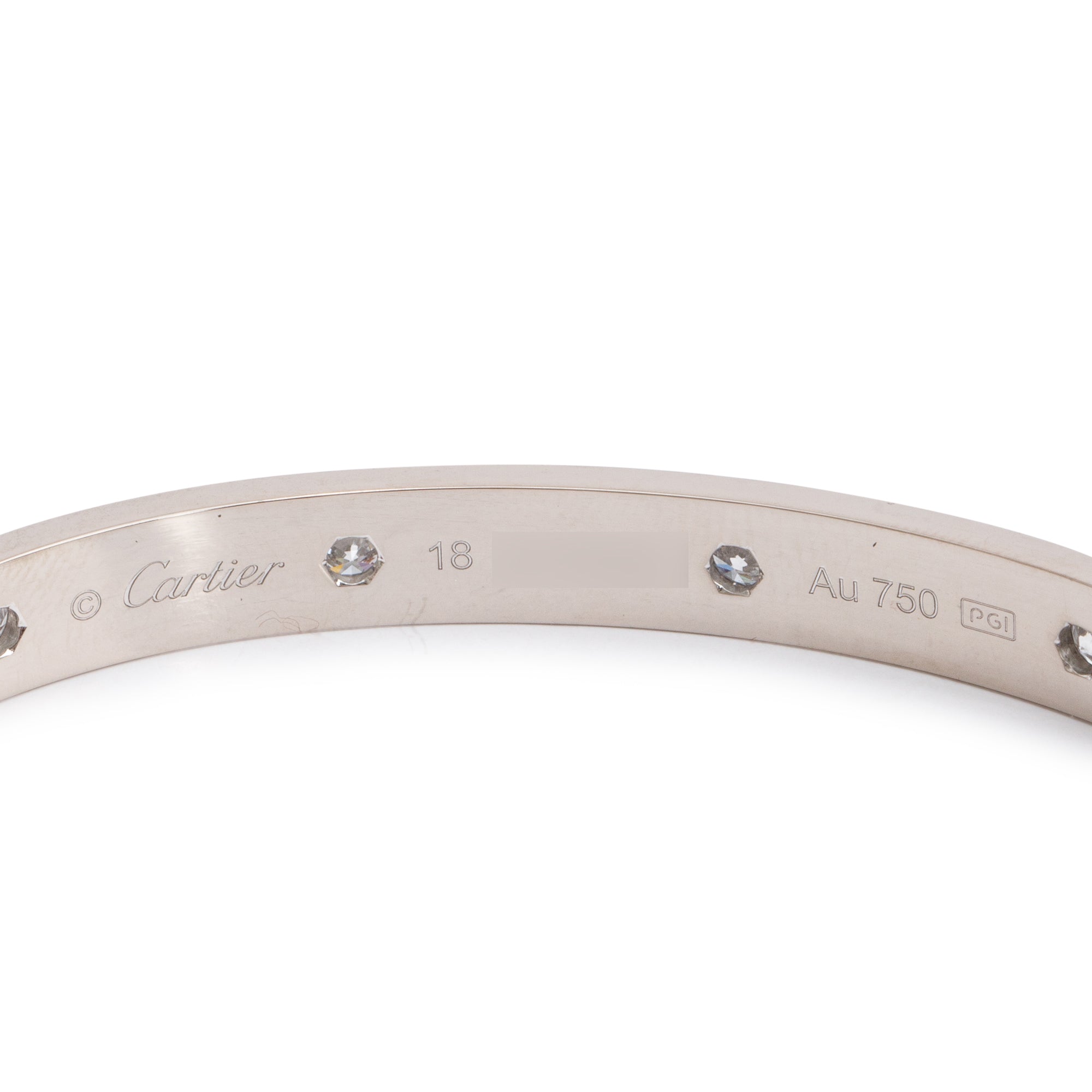 Cartier 2023 18k White Gold 10 Diamond Love Bracelet, Size 18 w/ Certificate