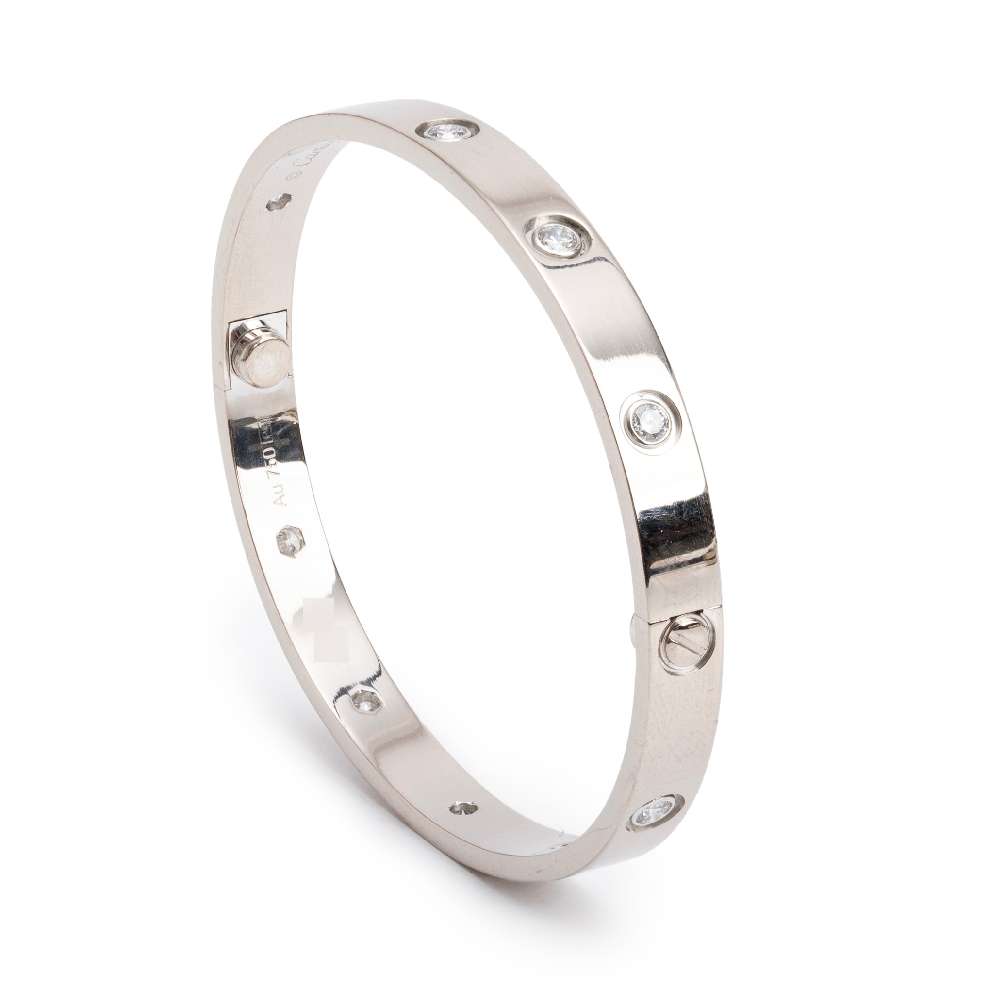 Cartier 2023 18k White Gold 10 Diamond Love Bracelet, Size 18 w/ Certificate