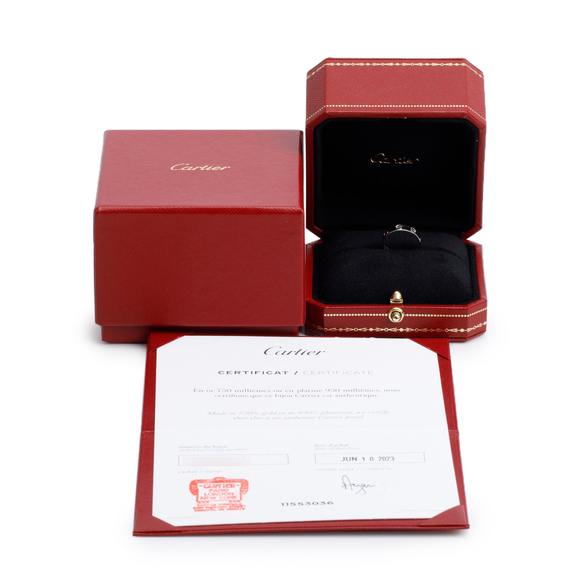 Cartier 2023 18k White Gold 3.6 MM Love Wedding Band Ring, Size 44 3 w/ Box, Receipt & Certificate