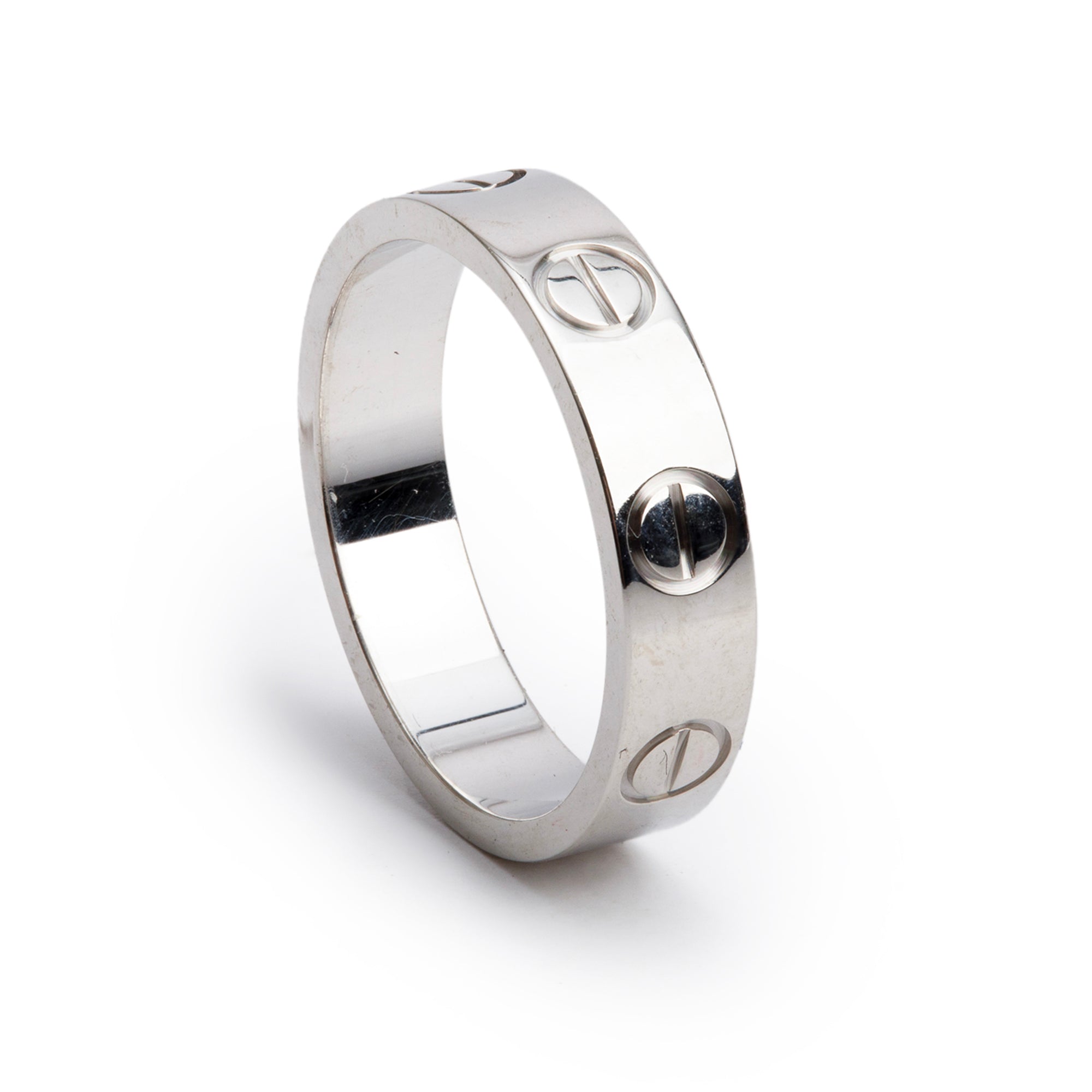 Cartier 2023 18k White Gold 3.6 MM Love Wedding Band Ring, Size 44 3 w/ Box, Receipt & Certificate