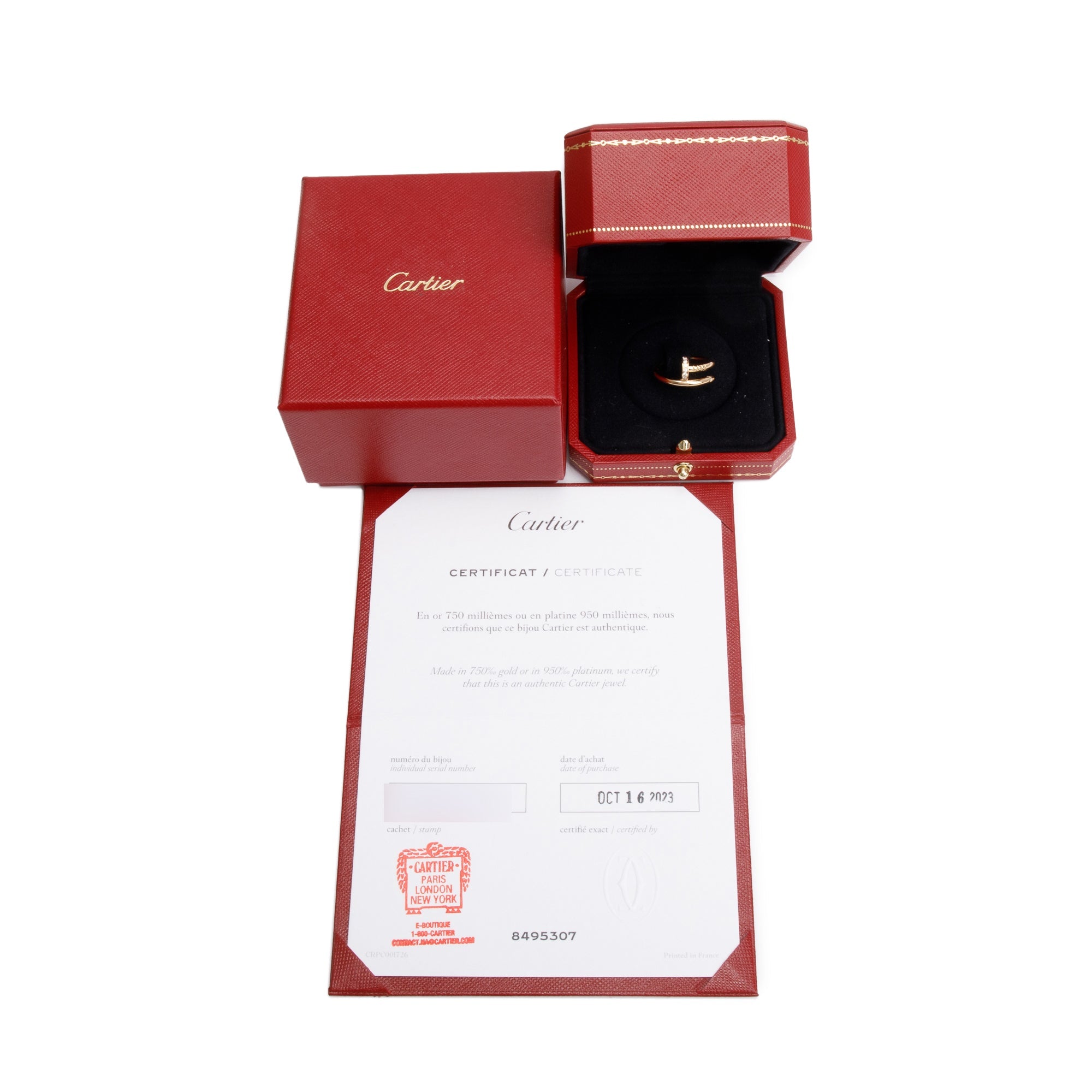 Cartier 2023 18k Yellow Gold Diamond Juste Un Clou Ring, Size 49 4.75 w/ Box & Certificate
