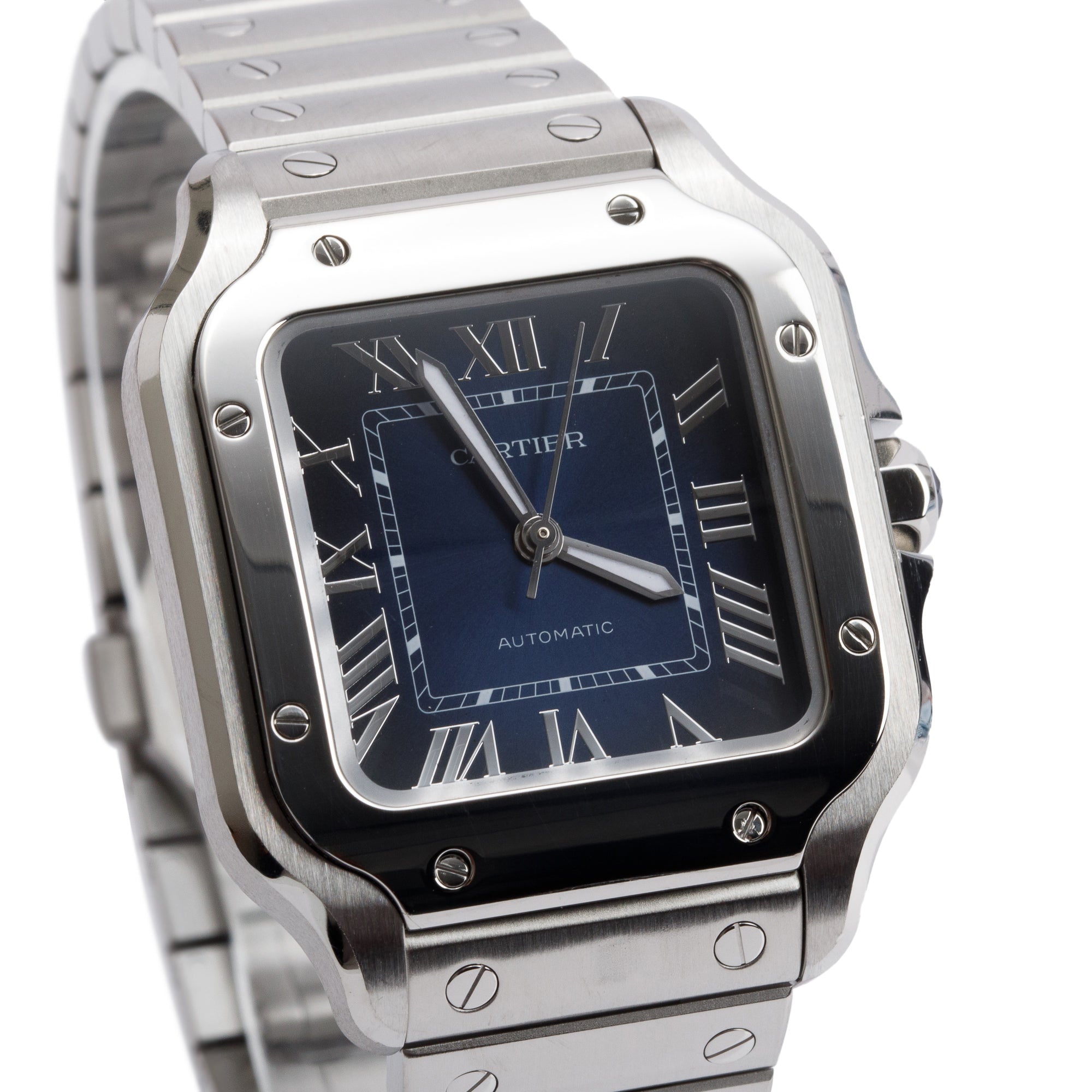 Cartier 2023 Stainless Steel Santos de Cartier Automatic Watch, Medium Model 4075 w/ Box & Papers