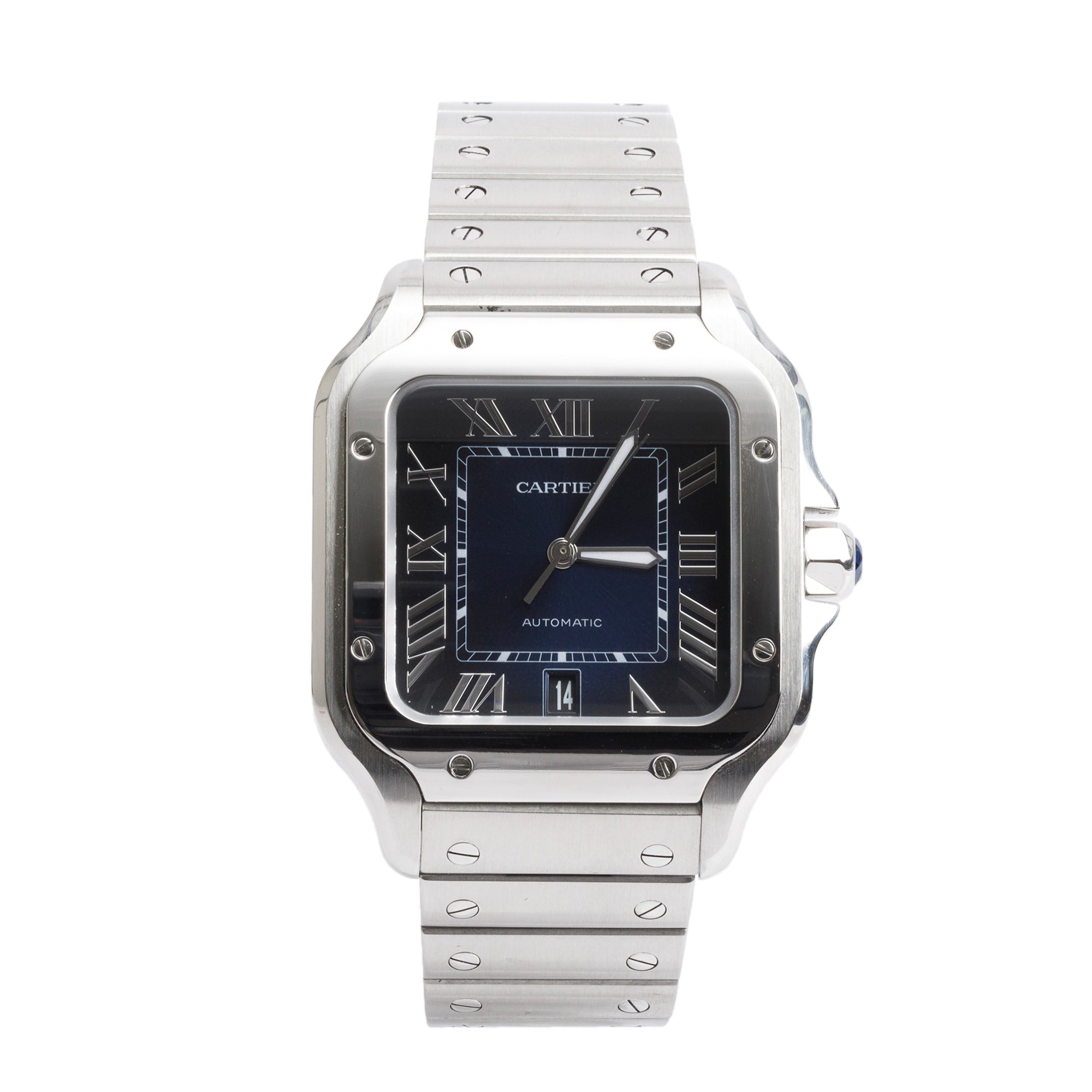 Cartier 2023 Stainless Steel Santos de Cartier Blue Dial Automatic Watch, Large Model 4072