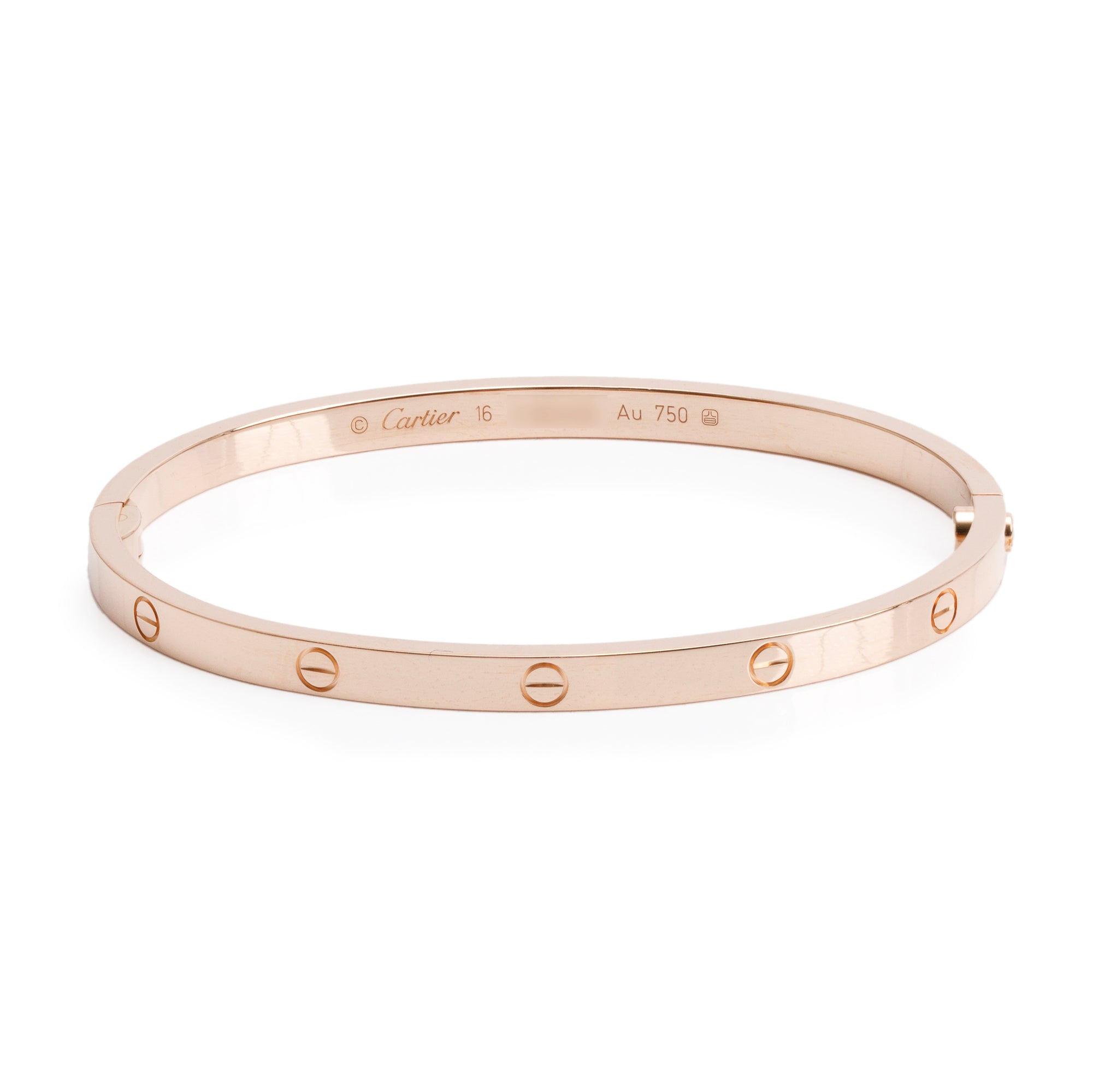 Cartier 2024 18k Rose Gold 3.65 MM Love Bracelet, Small Model, Size 16 w/ Receipt