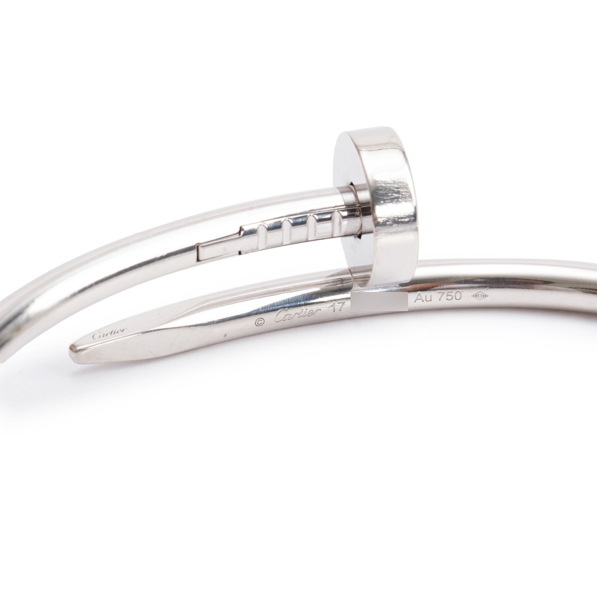 Cartier 2024 18k White Gold Juste Un Clou Bracelet, Size 17 w/ Box, Certificate & Receipt