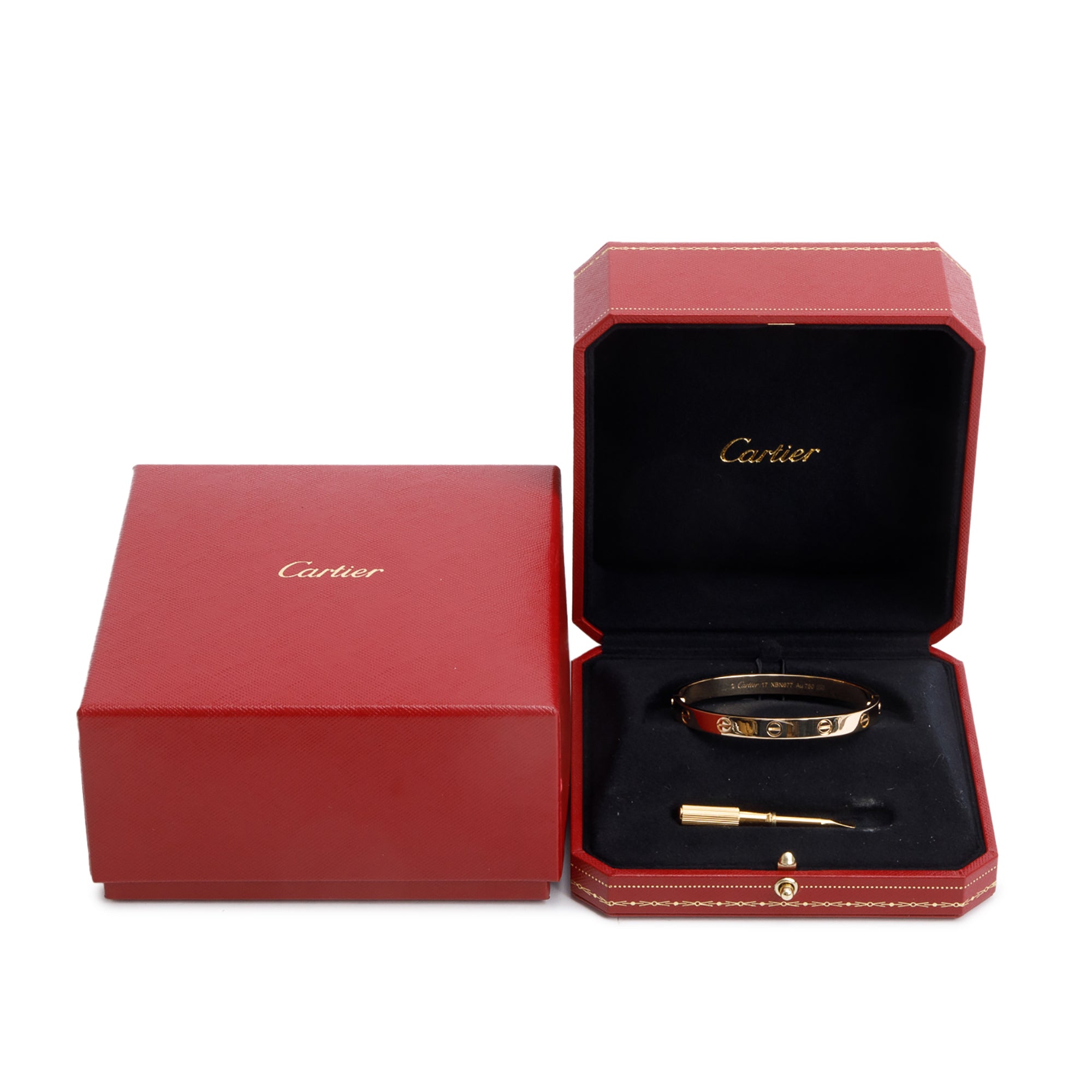 Cartier 2024 18k Yellow Gold Love Bracelet, Size 17 w/ Box & Receipt