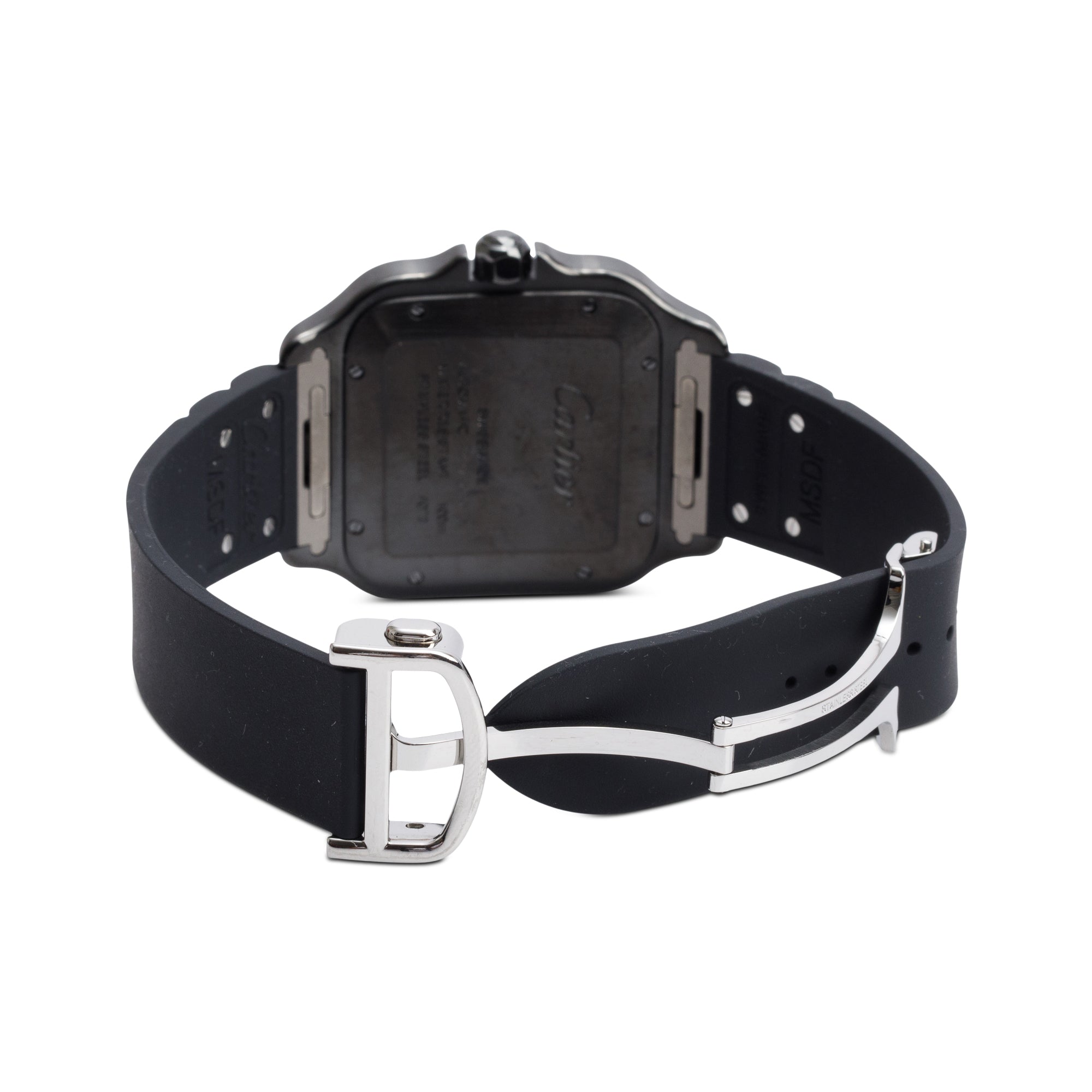 Cartier 2024 Stainless Steel & ADLC Santos de Cartier Automatic Watch, Large Model 4072 w/ Box, Papers & Extra Strap