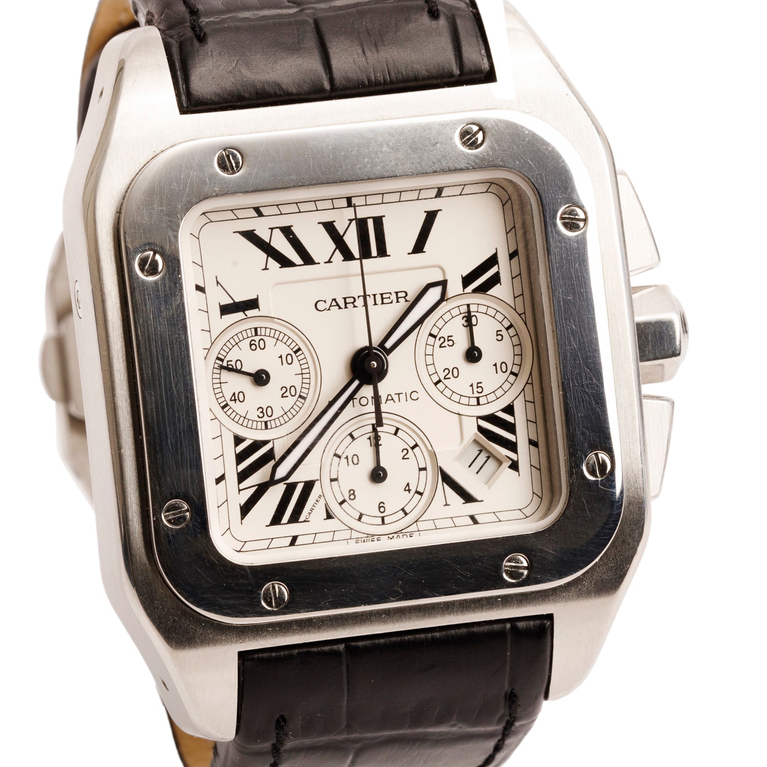 Cartier Stainless Steel Santos 100 XL Automatic Chronograph Watch 2740