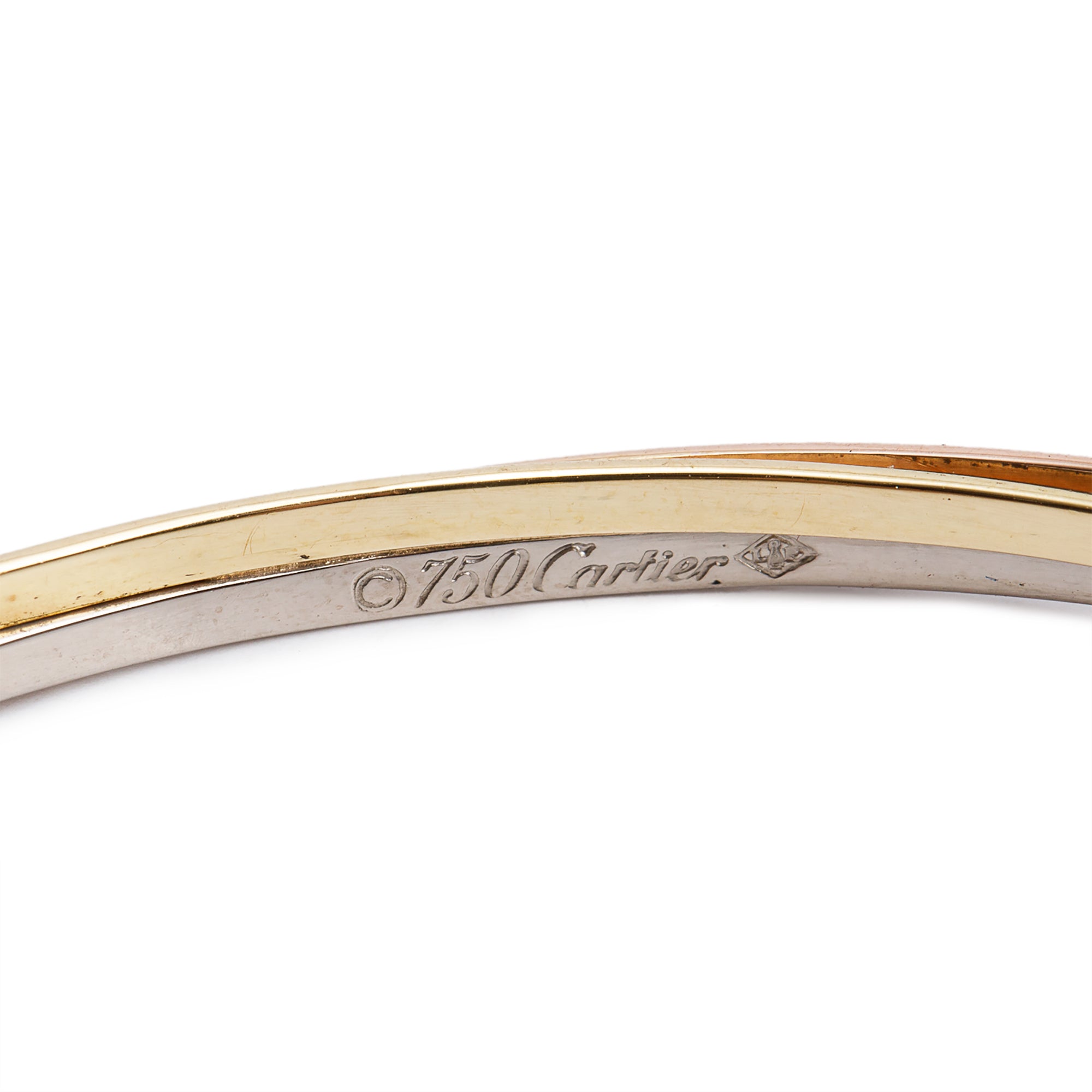 Cartier 18k Yellow, White & Rose Gold Trinity Large Hoop Earrings w/ Certificate