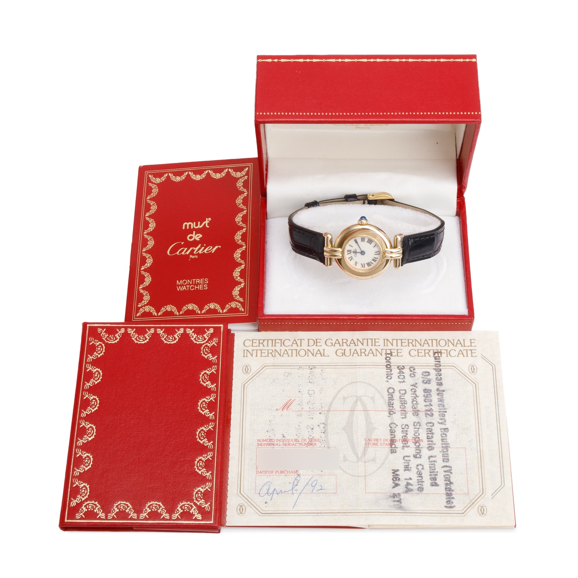 Cartier Argent Vermeil Must De Cartier Colisee 24 MM Watch w/ Box & Certificate