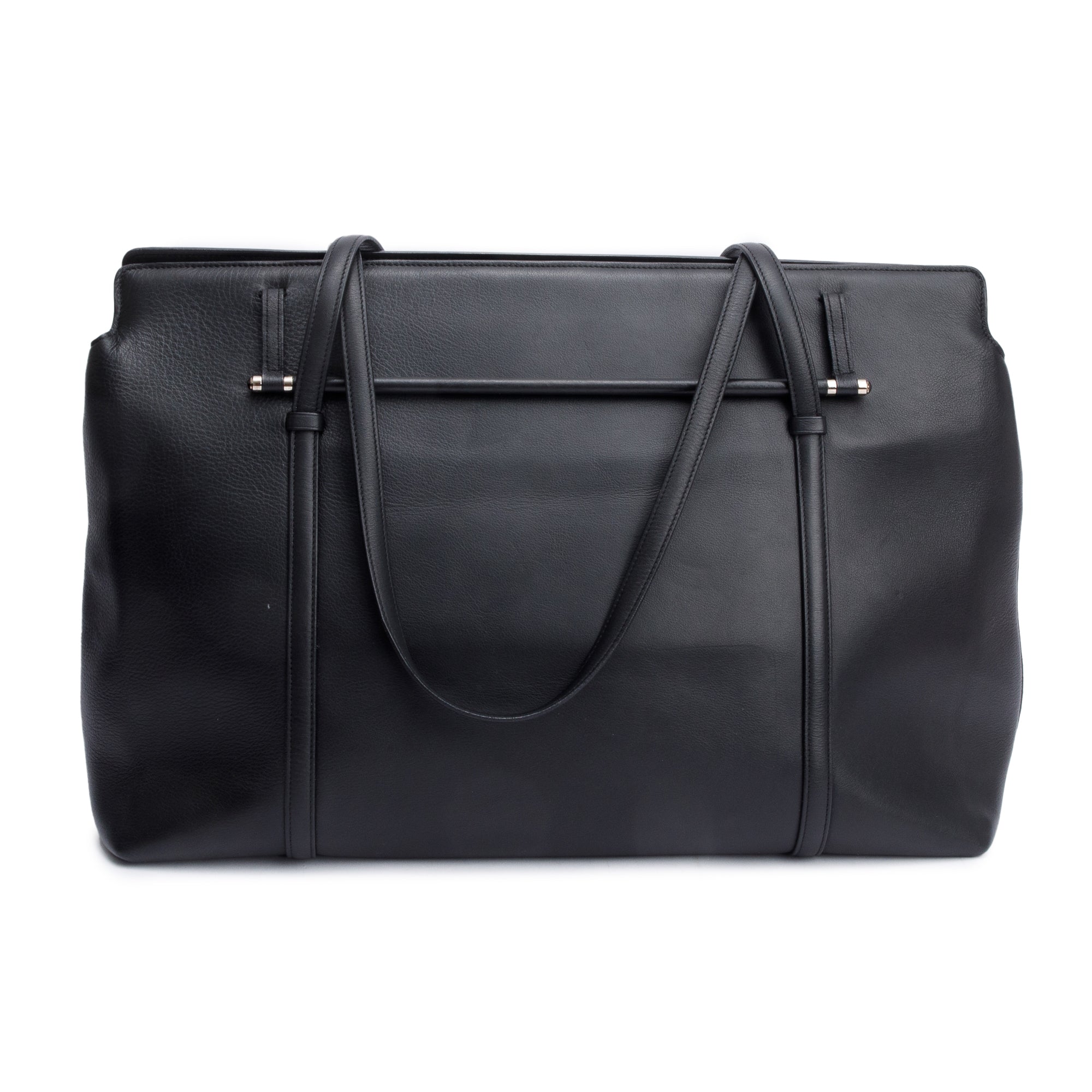 Cartier Black Calfskin Leather Cabochon Travel Tote Bag w/ Authenticity Card