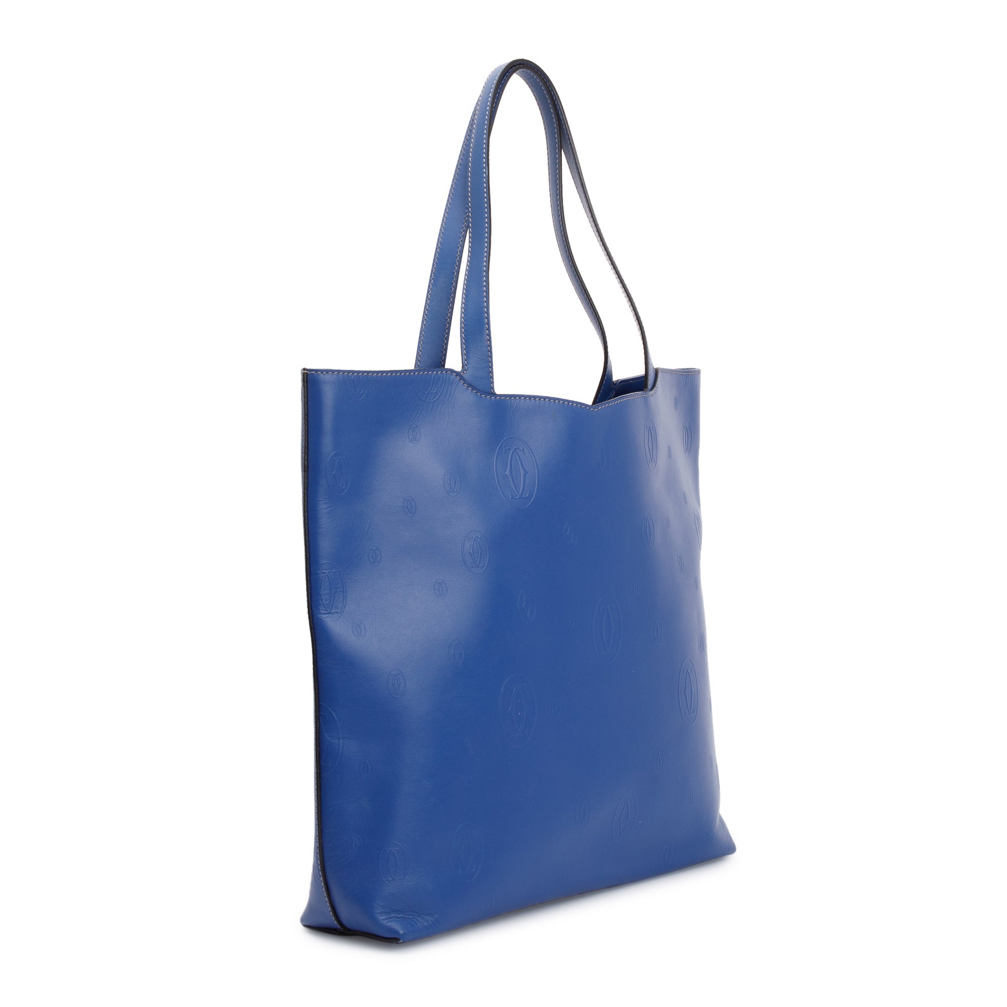 Cartier Blue Calfskin Leather Le 18H Happy Birthday Tote Bag w/ Pouch